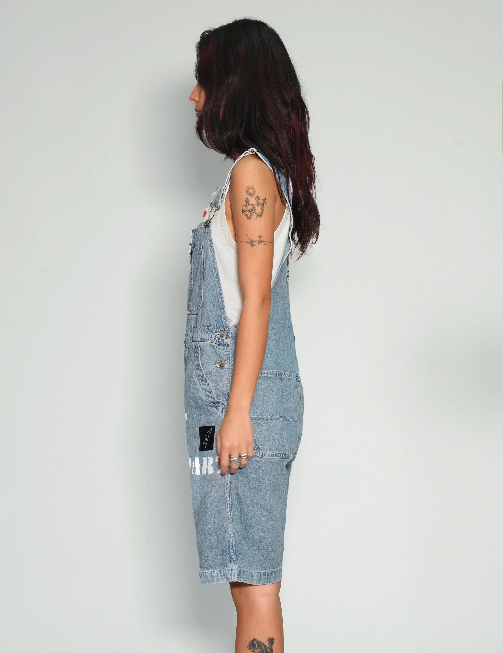 'Love Will Tear Us Apart' Dungaree Shorts - Image 3