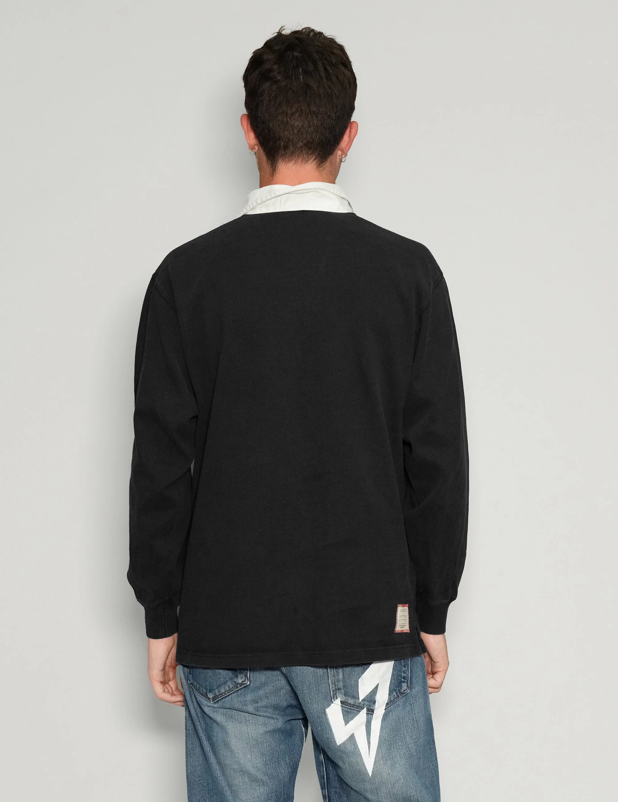 'Love Will Tear Us Apart' Rugby Shirt in Black - Image 3