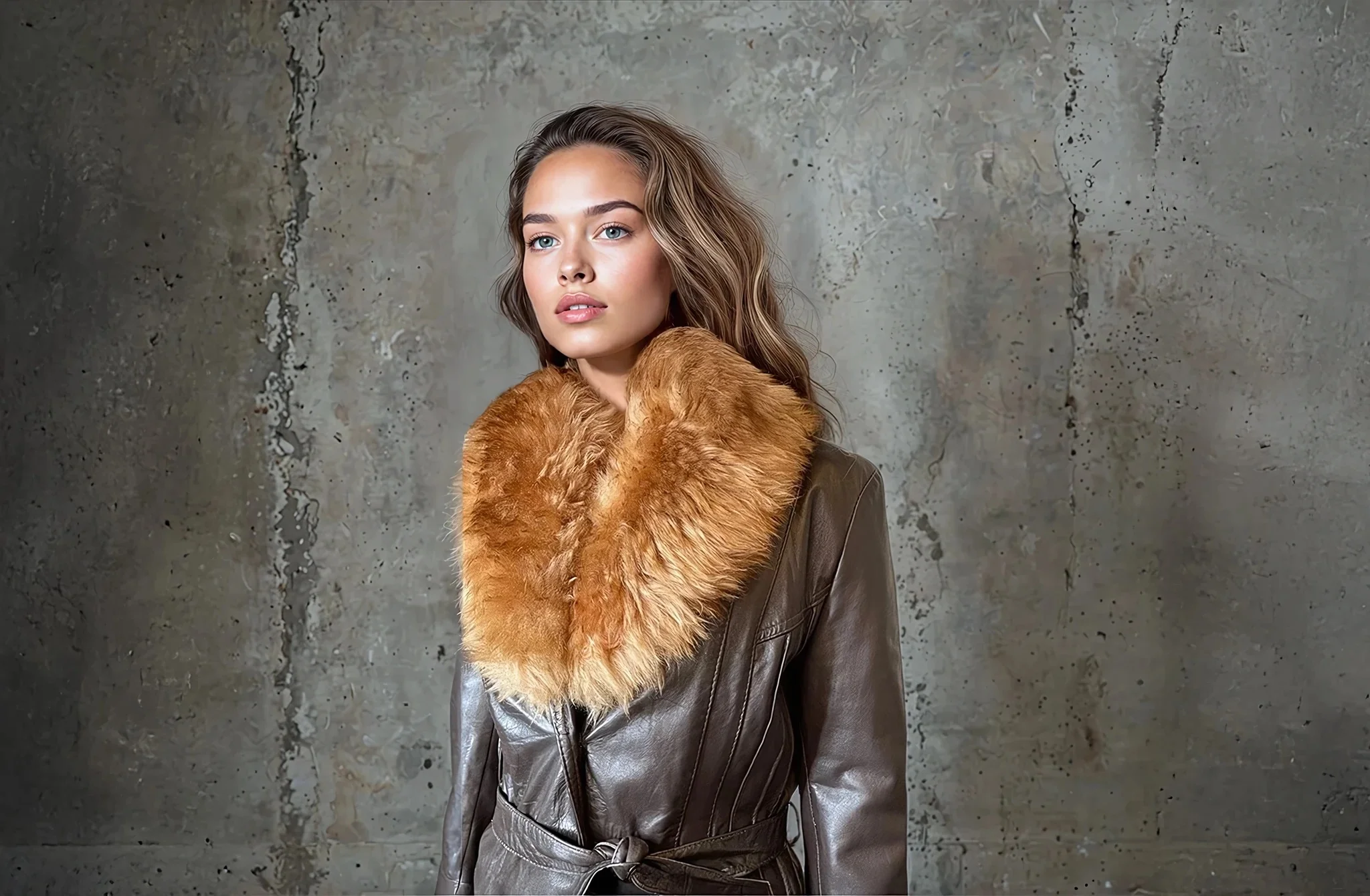Lovely Original 1970's Vintage Brown Leather & Sheepskin Coat UK 8 - 12 - Image 5