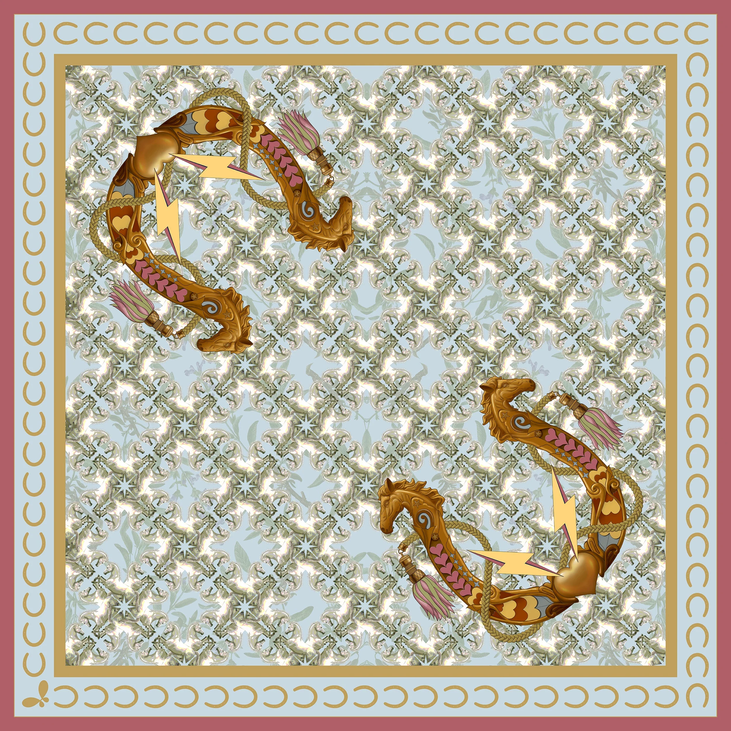 Lucky Pony Large Silk Scarf - Image 10