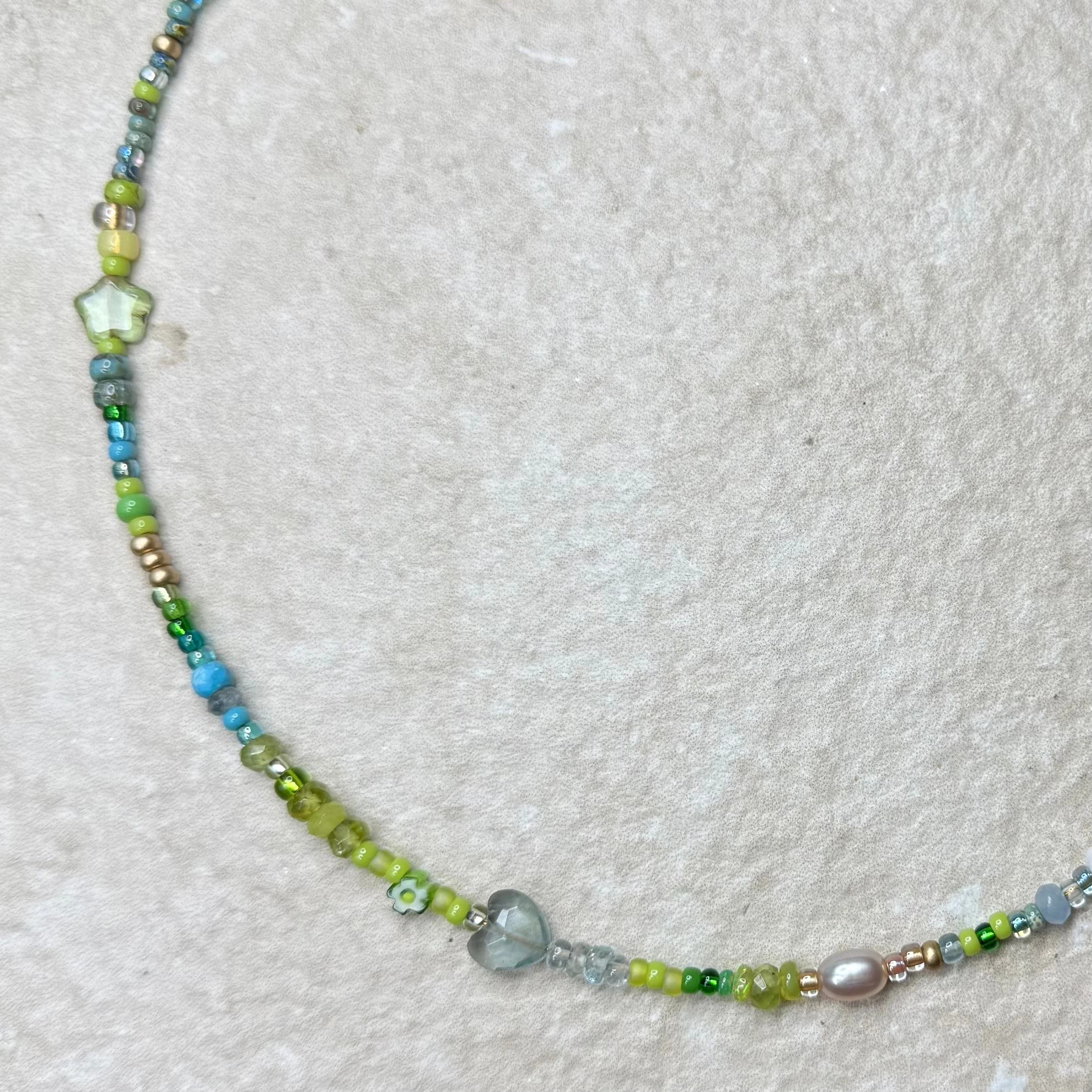 Luxury Dolly Mixture Gemstone Necklace with Mother of Pearl Initial | CLARKE PALMER - Image 6