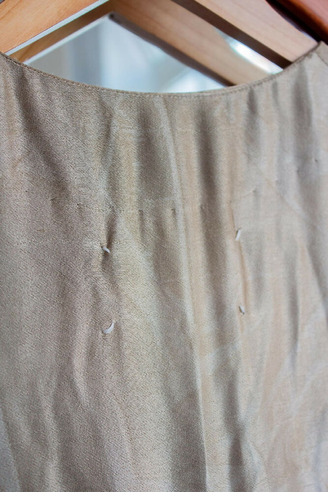 Maison Martin Margiela fall/winter 2001 champagne colored washed effect sleeveless midi dress with frontal zipper opening (S/M) - Image 4