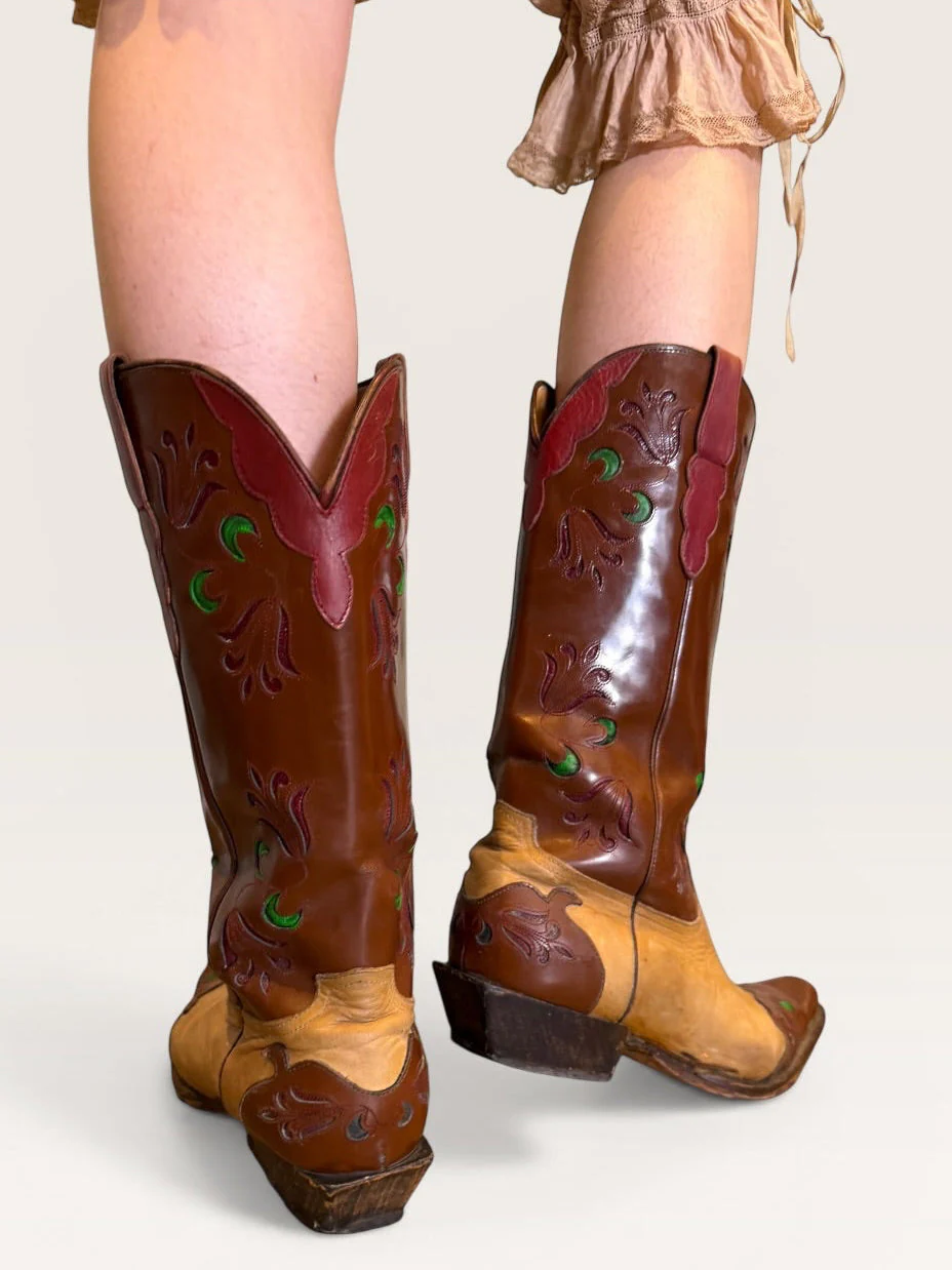 Marfa, original 70s tooled hand painted cowboy boots - Image 6