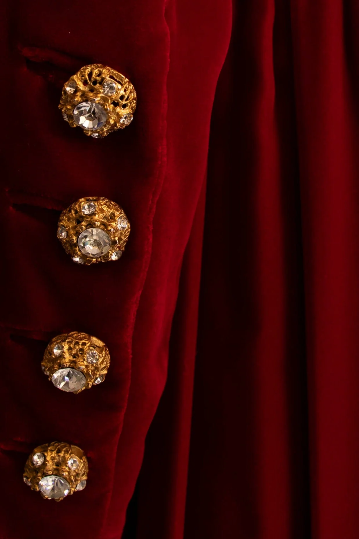 Marsal Red Velvet Gown with Mink Hem - Image 63