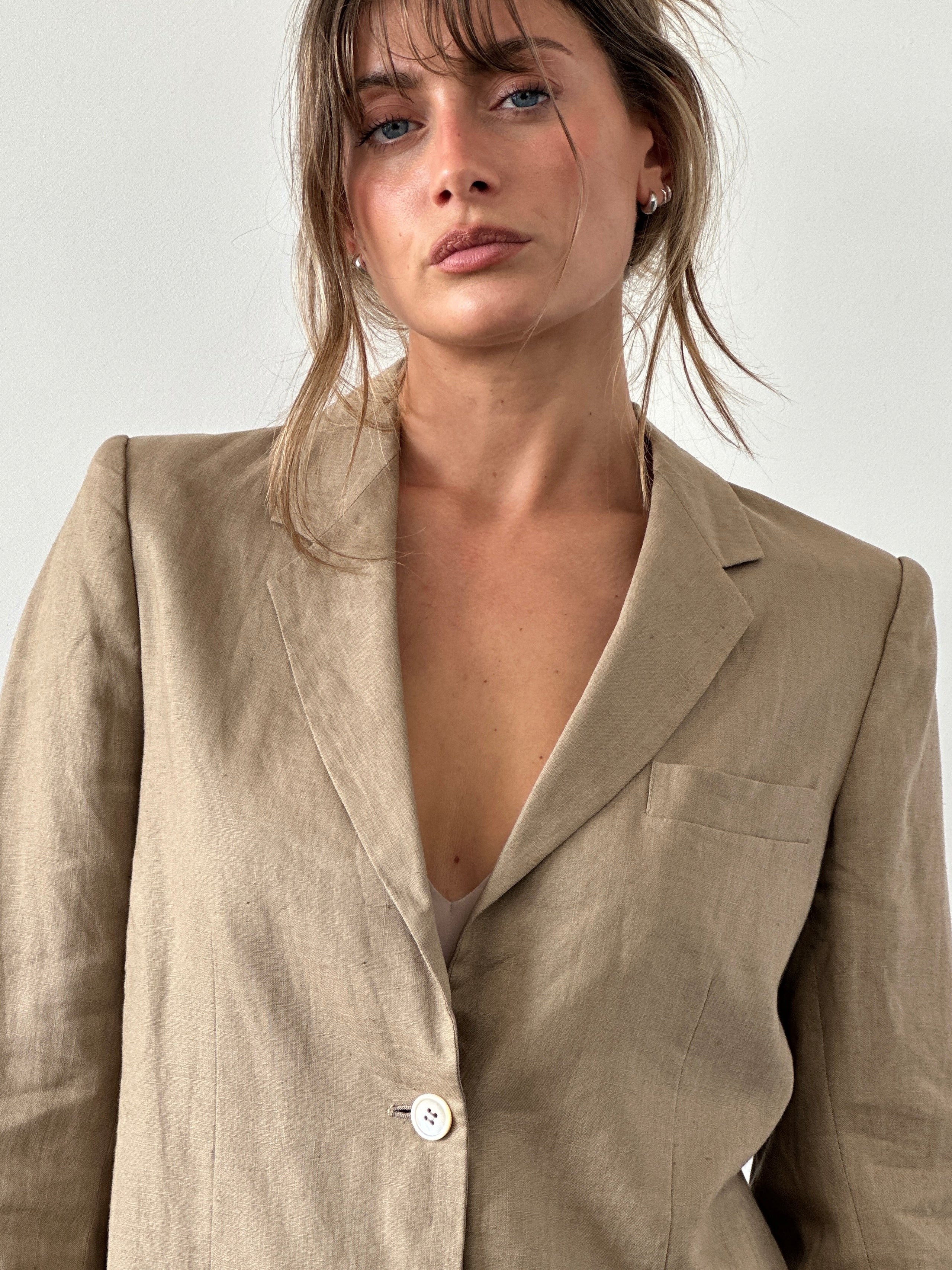 Max Mara 80s Pure Linen Lightweight Single Breasted Blazer - S - Image 13