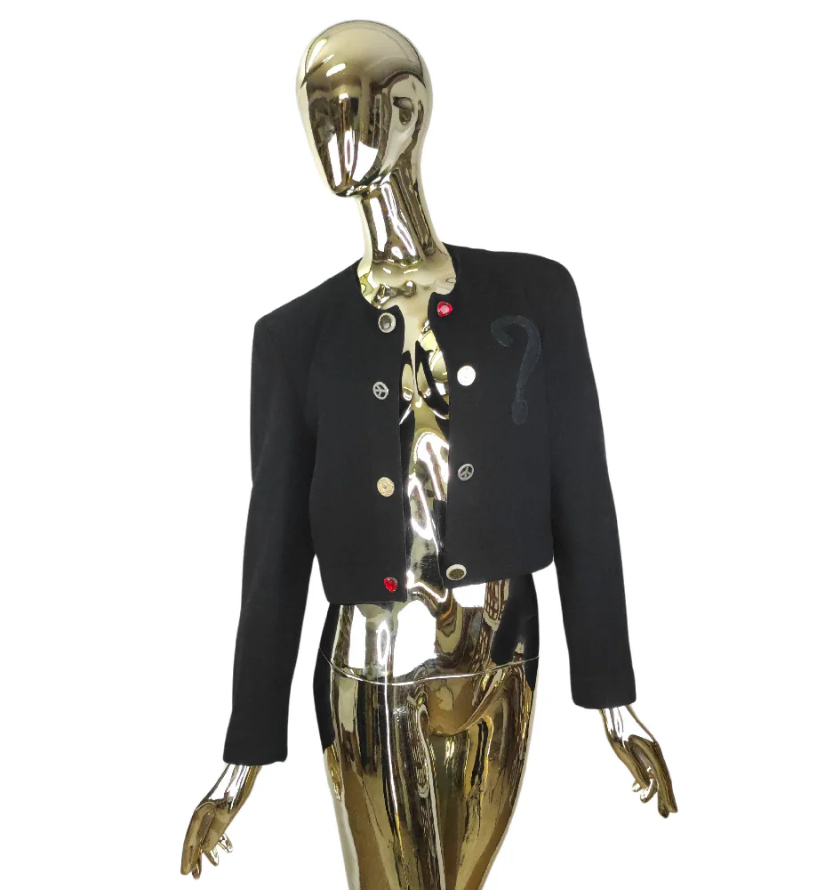 MOSCHINO CHEAP&CHIC BLACK QUESTION MARK CROPPED BLAZER