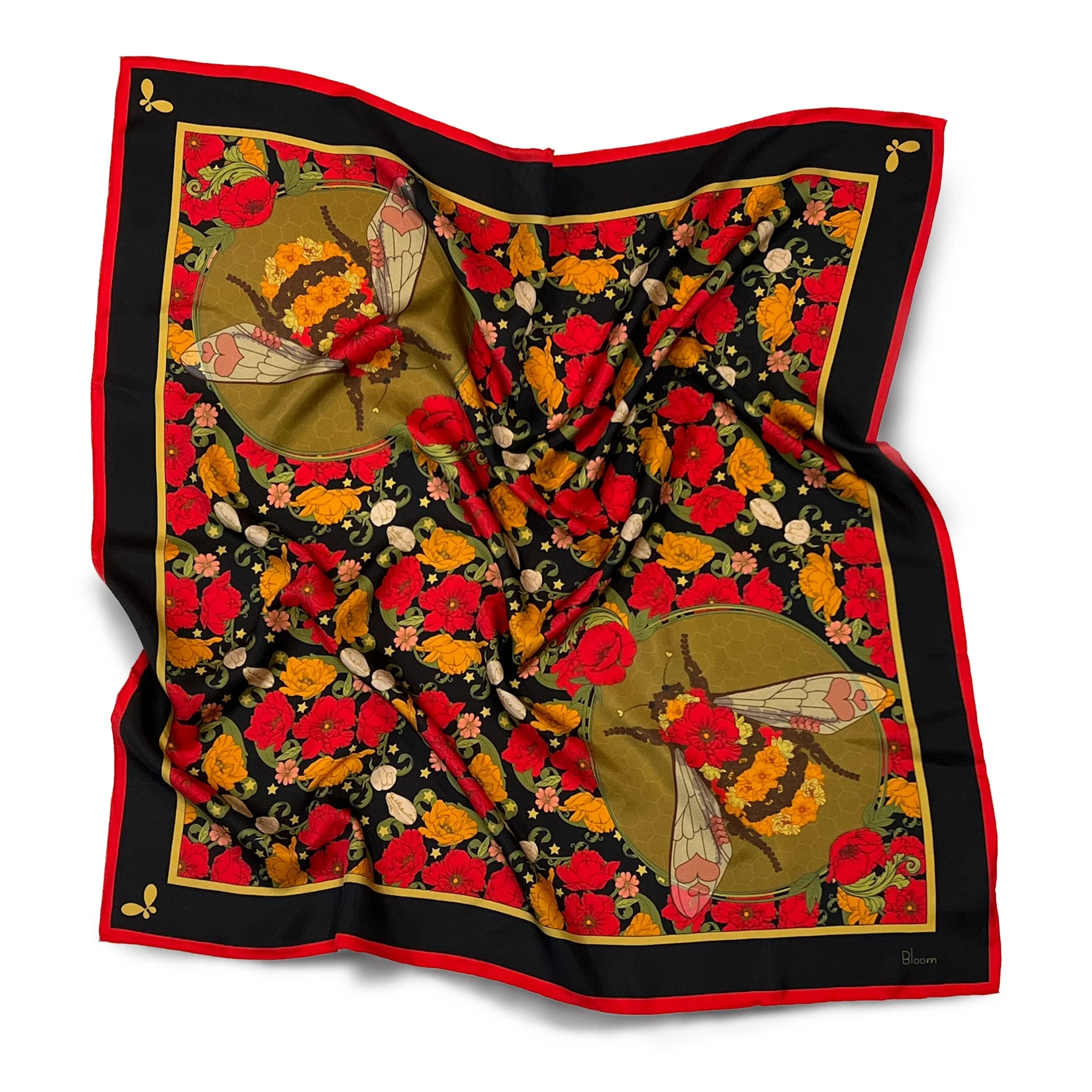 Night Bloom Queen Bee Large Silk Scarf - Image 13