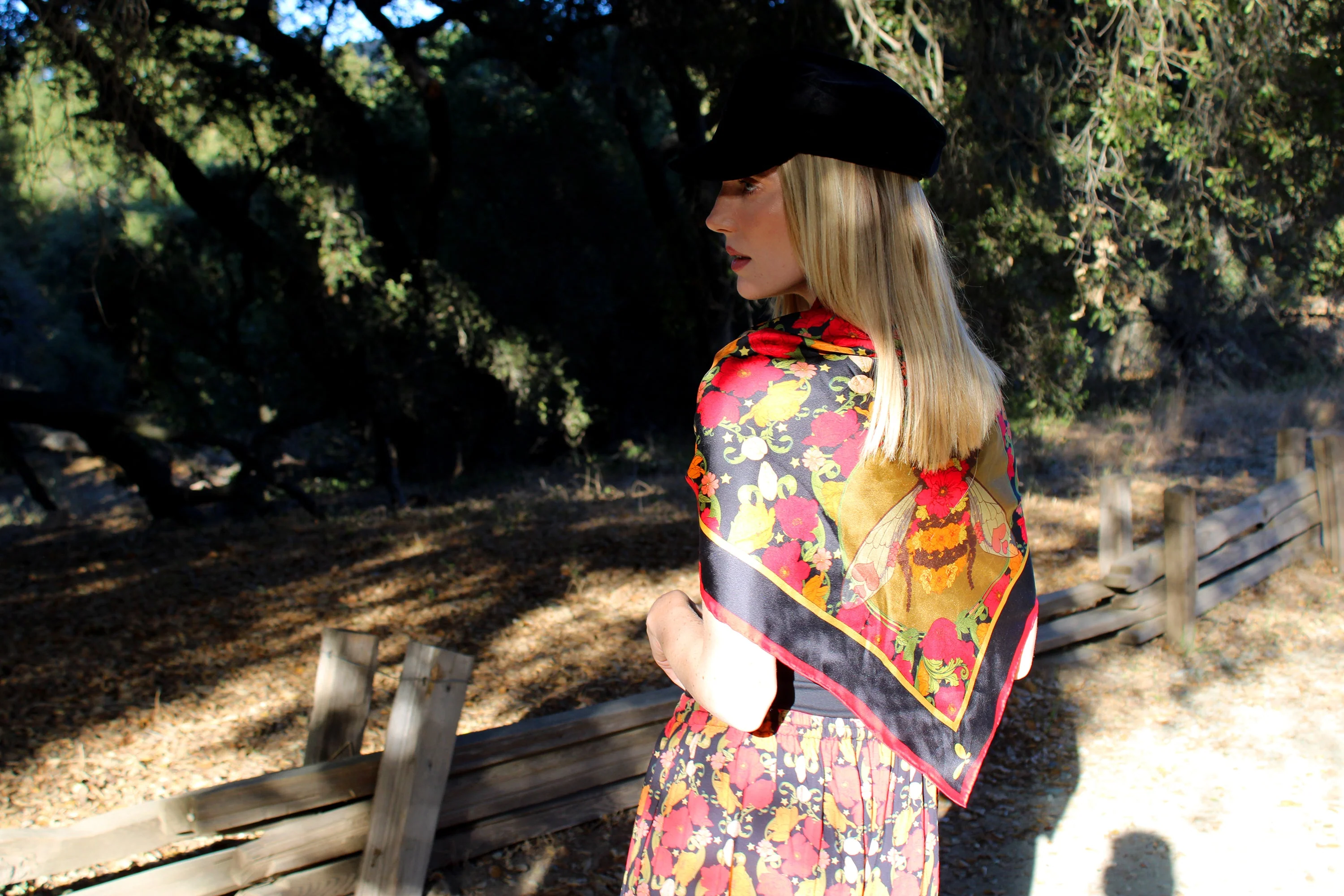 Night Bloom Queen Bee Large Silk Scarf - Image 31