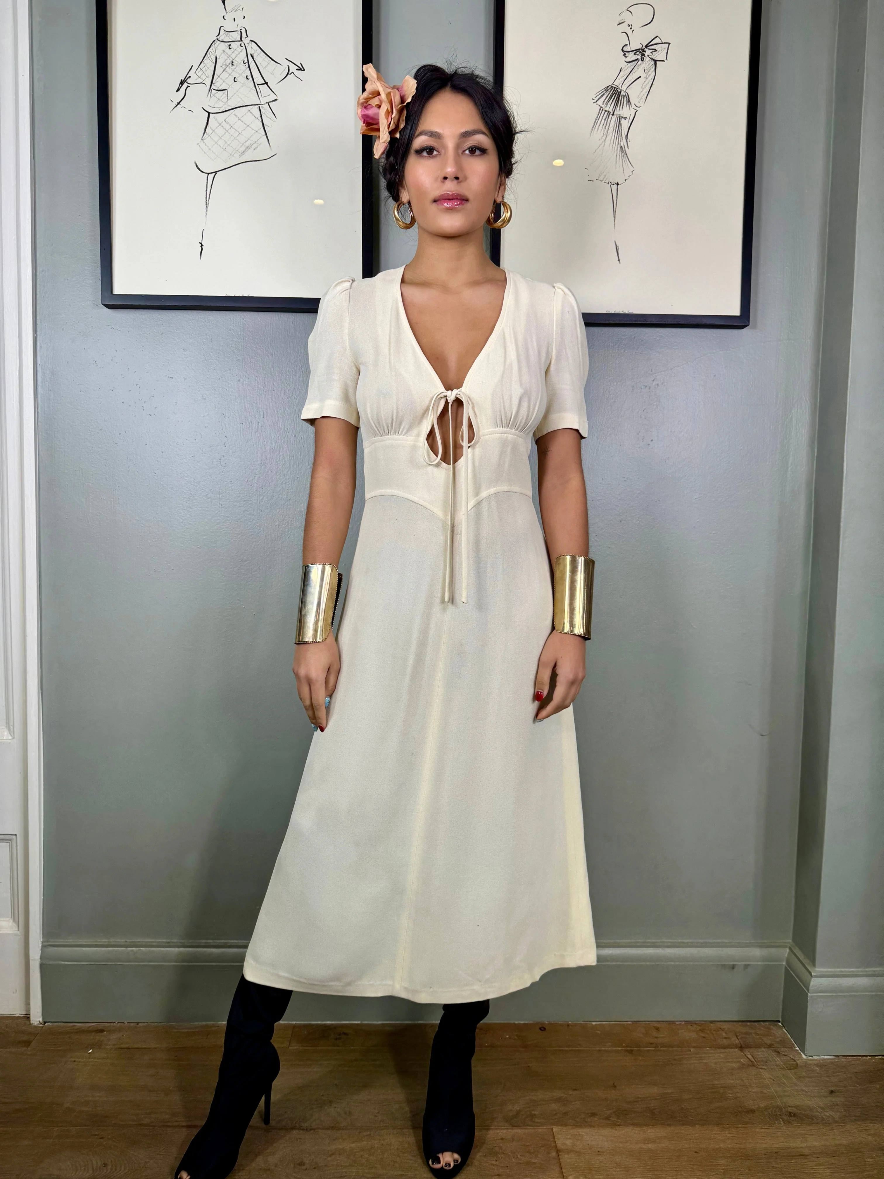Ossie Clark, for Radley cream crepe dress - Image 14
