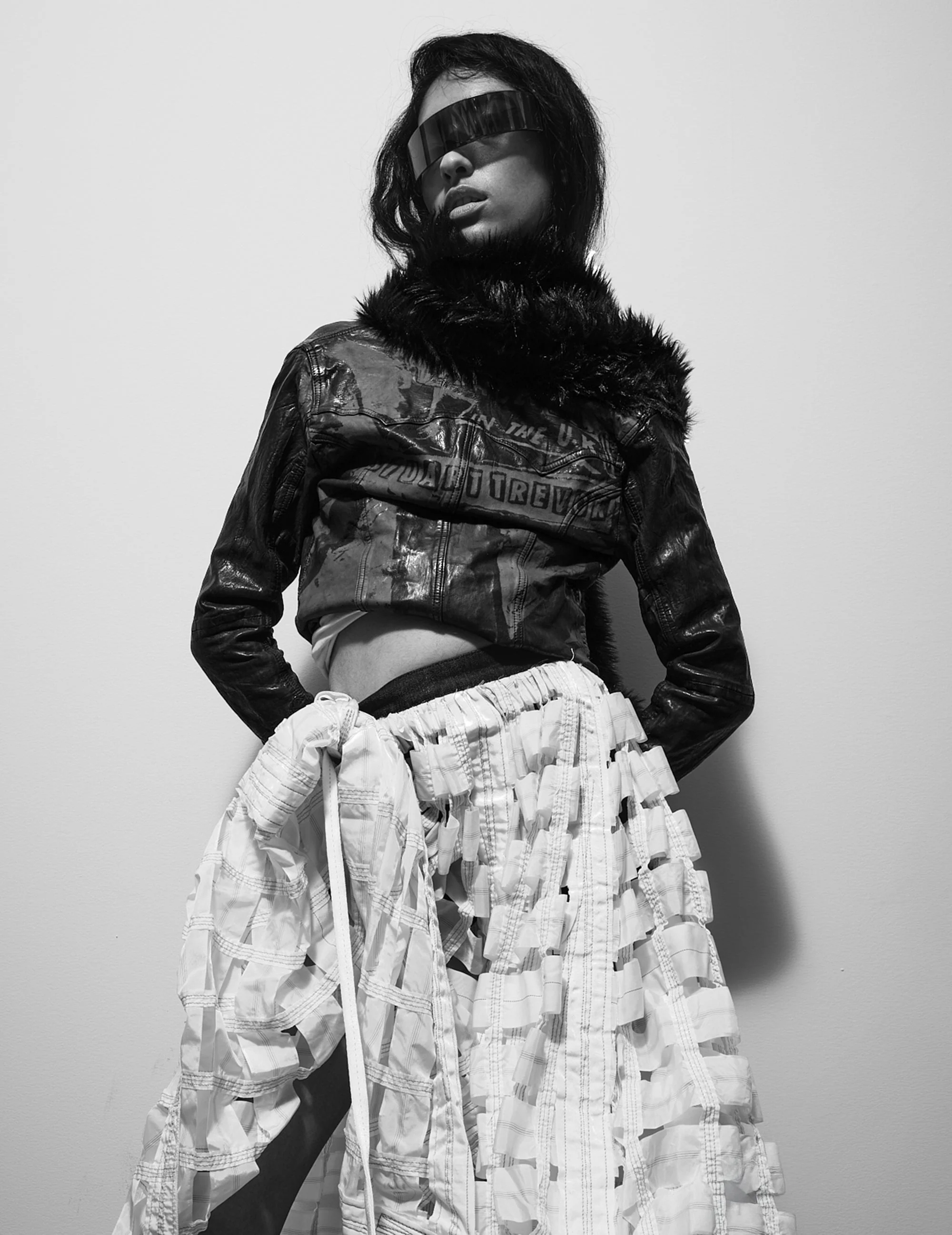 'Peace' Laser Printed Leather Jacket - Image 4