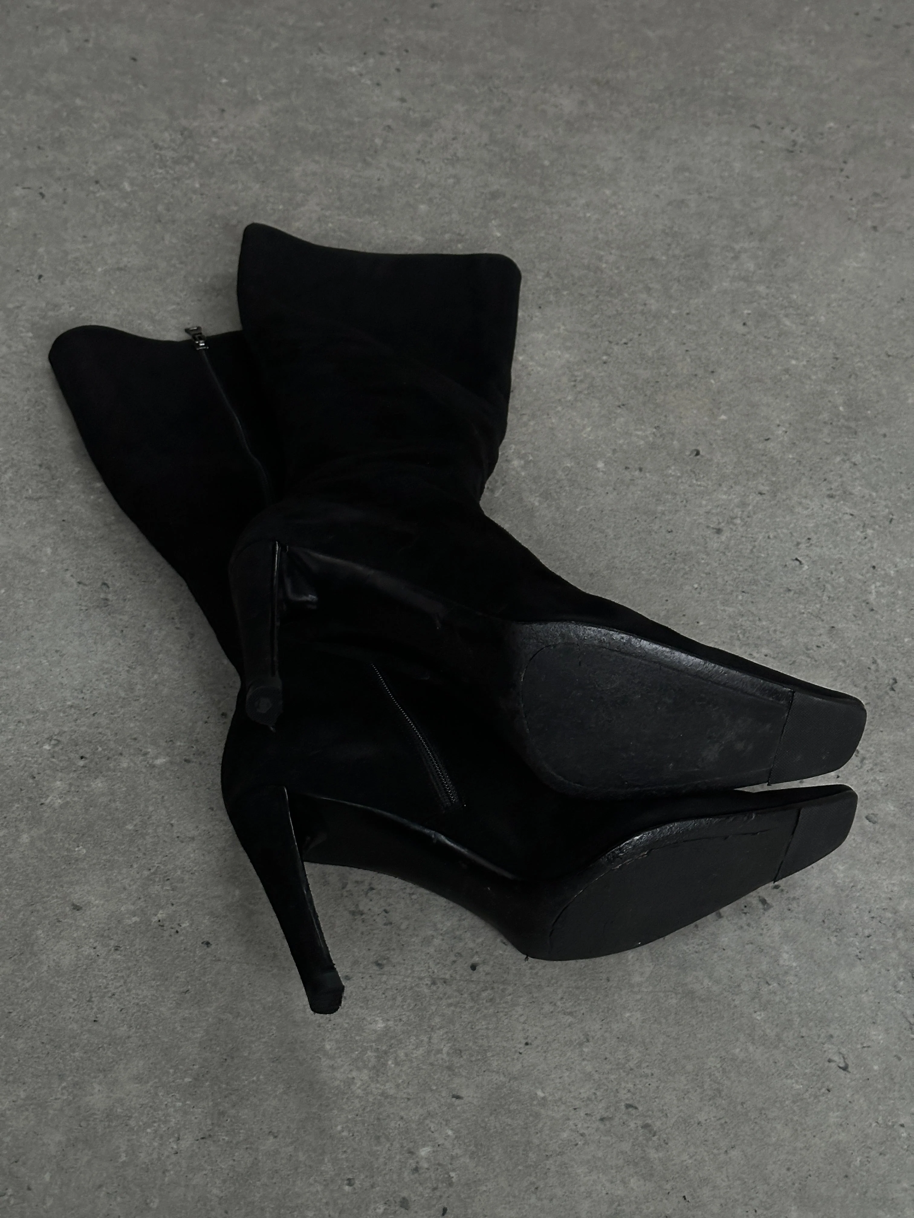 Prada 2000s Suede Square Toe Heeled Knee Boots - UK 7.5 / EU 40.5 - Image 39