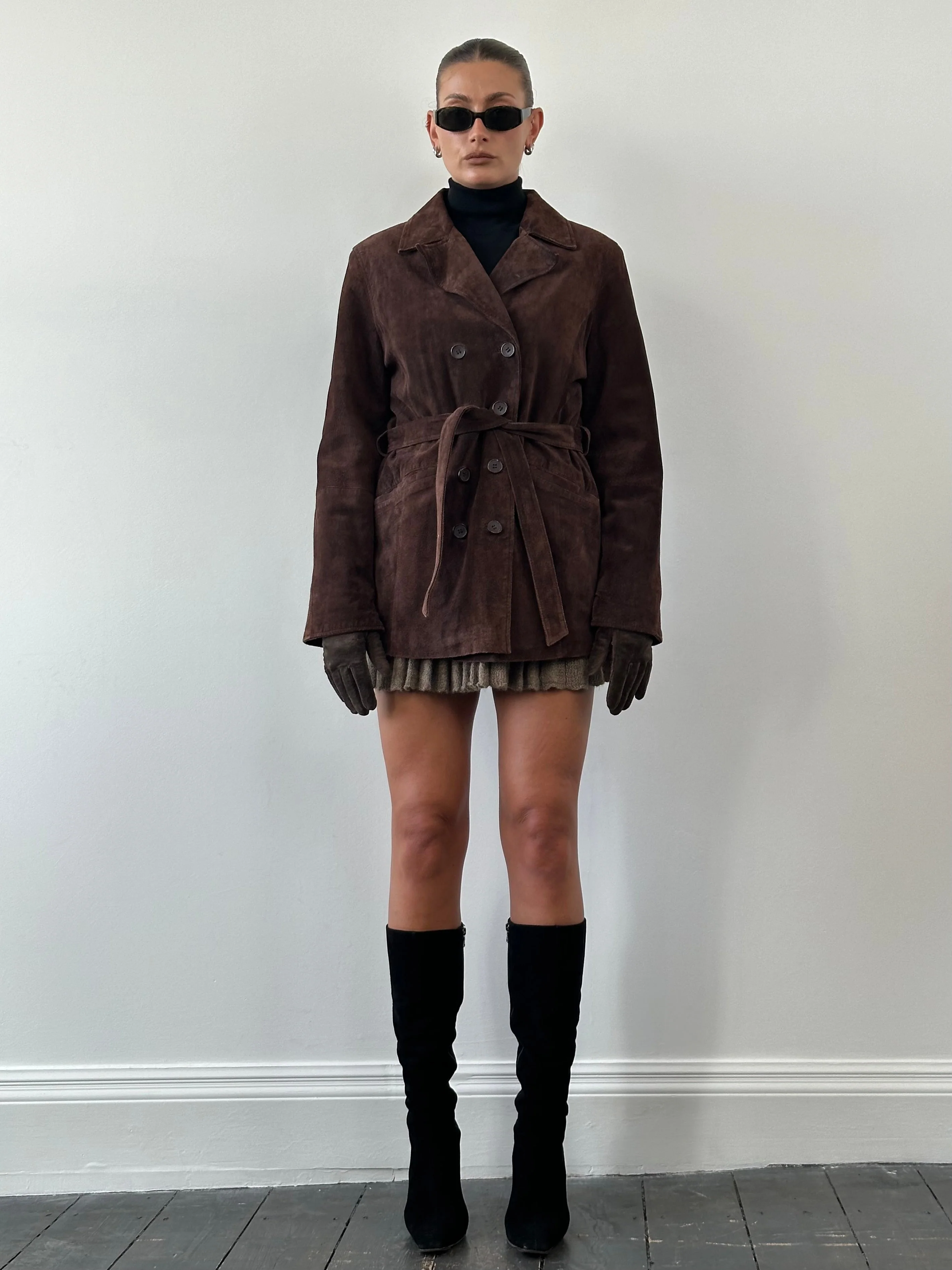 Prada 2000s Suede Square Toe Heeled Knee Boots - UK 7.5 / EU 40.5 - Image 45