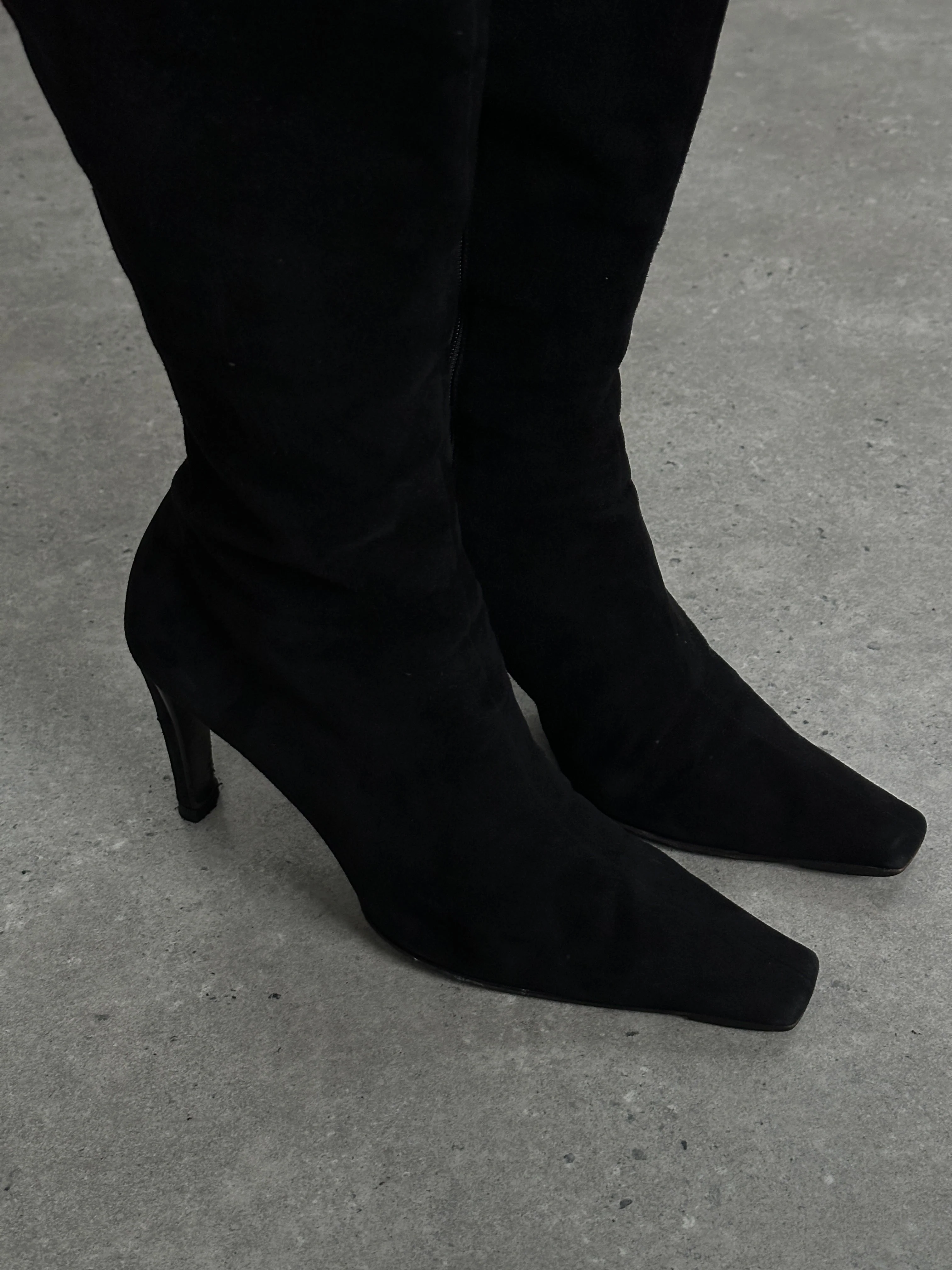 Prada 2000s Suede Square Toe Heeled Knee Boots - UK 7.5 / EU 40.5 - Image 7