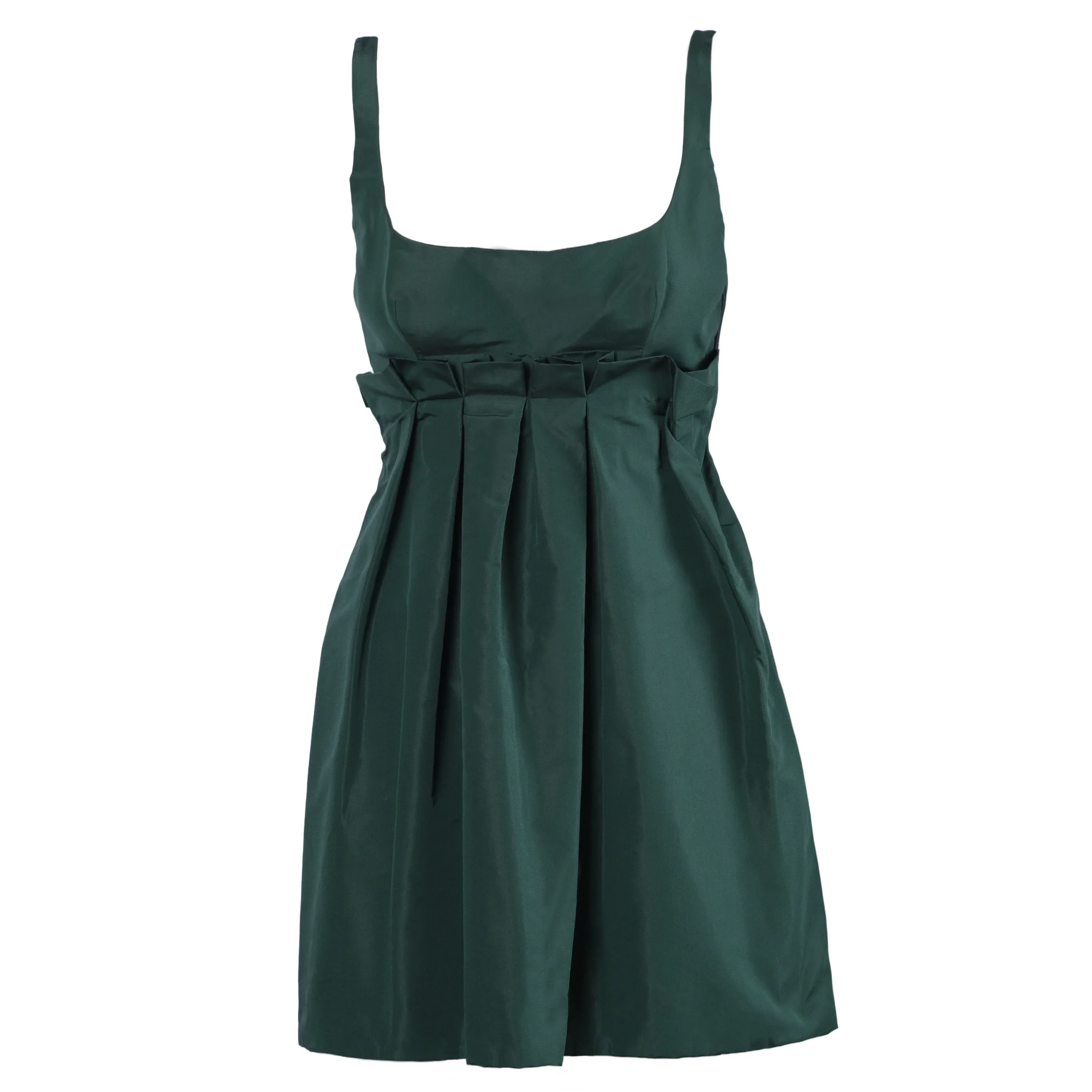 Prada Green Mini Dress With Contrast Pleated Insert - '10s - Image 14