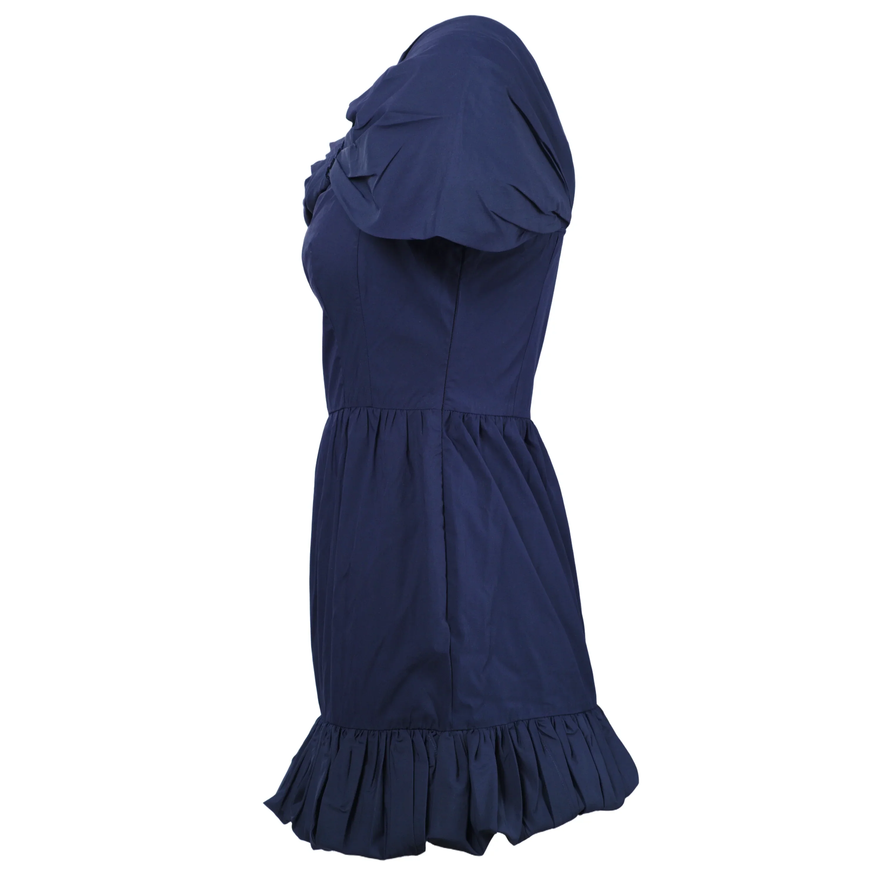 Prada Mini Blue Dress with Off-the-Shoulder Neckline and Ruffled Hem- '10s - Image 2