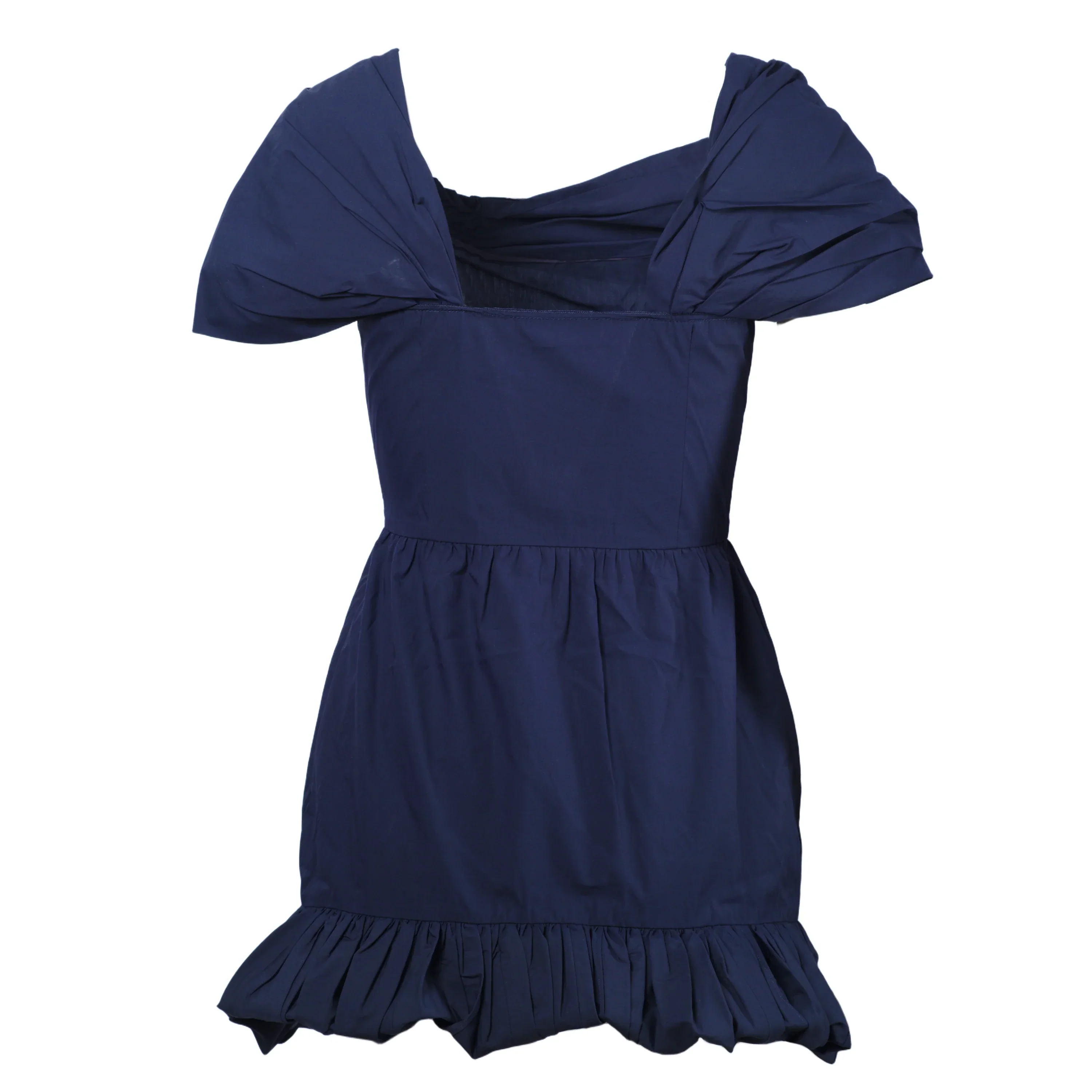 Prada Mini Blue Dress with Off-the-Shoulder Neckline and Ruffled Hem- '10s - Image 3