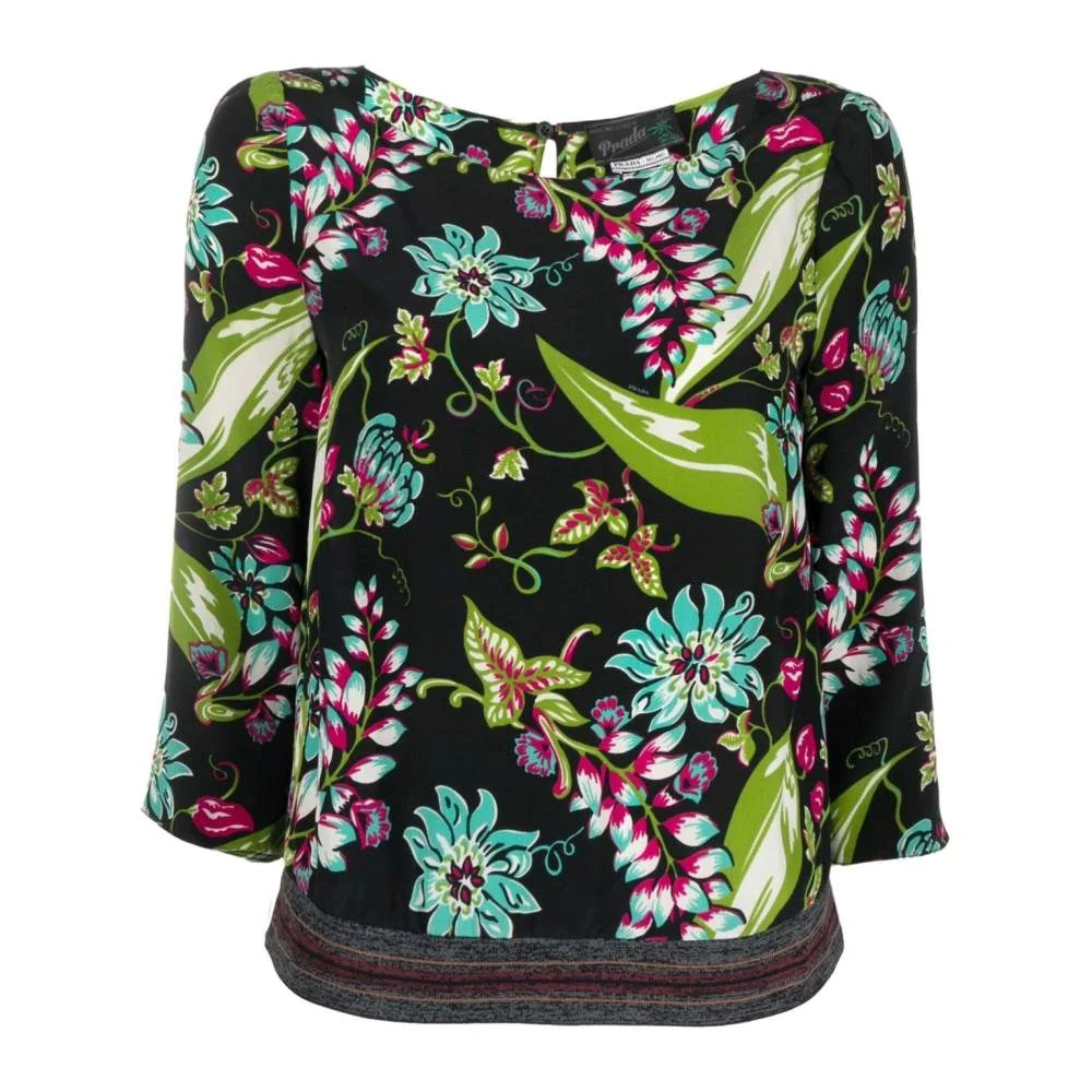 Prada Multicolor Floral Silk Blouse - 2010s - Image 133