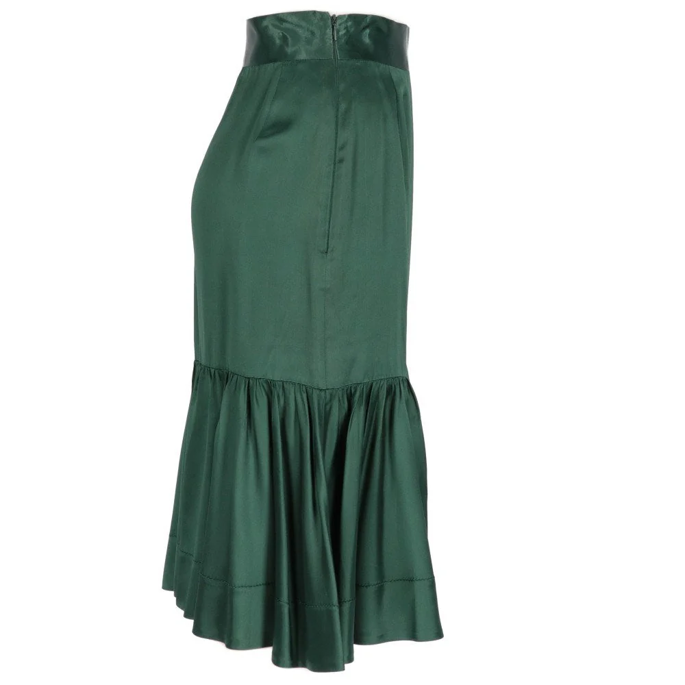 Prada Petrol Green Silk Skirt - 2000s - Image 134