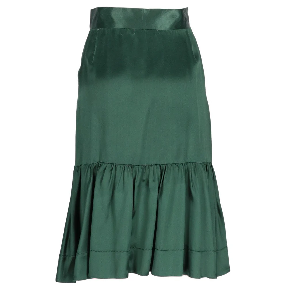 Prada Petrol Green Silk Skirt - 2000s - Image 165