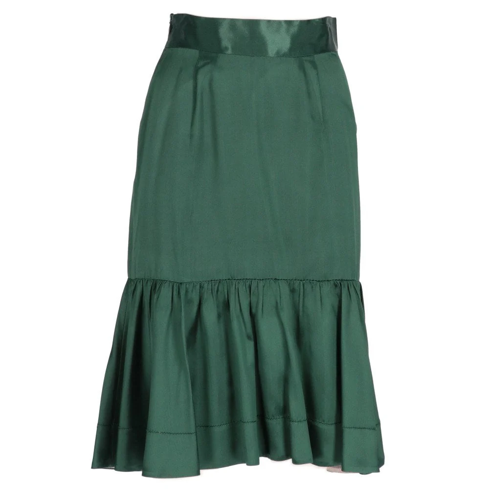 Prada Petrol Green Silk Skirt - 2000s - Image 25