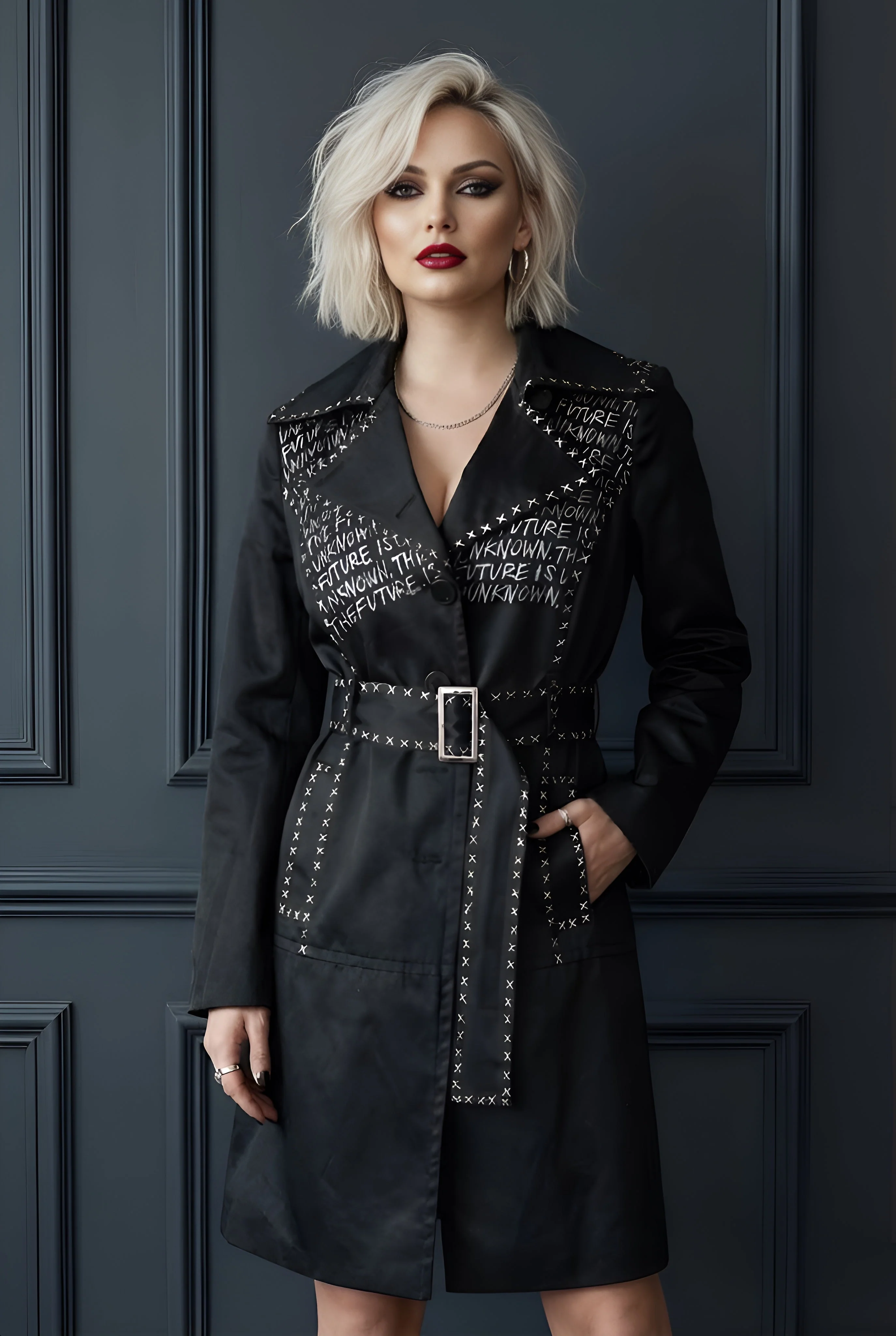 Punk Trench Coat - The Future is Unknown - Large