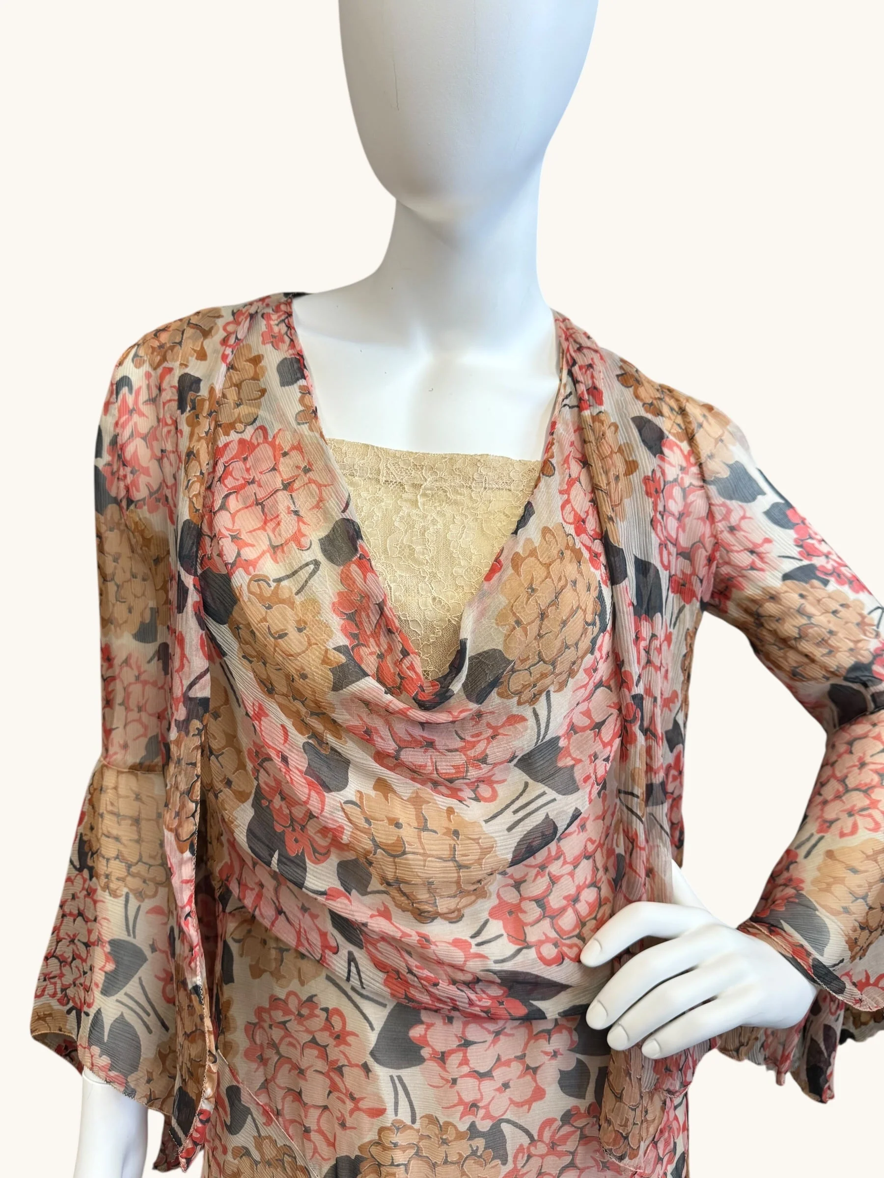 Quartz, 30s floral chiffon dress and jacket - Image 11