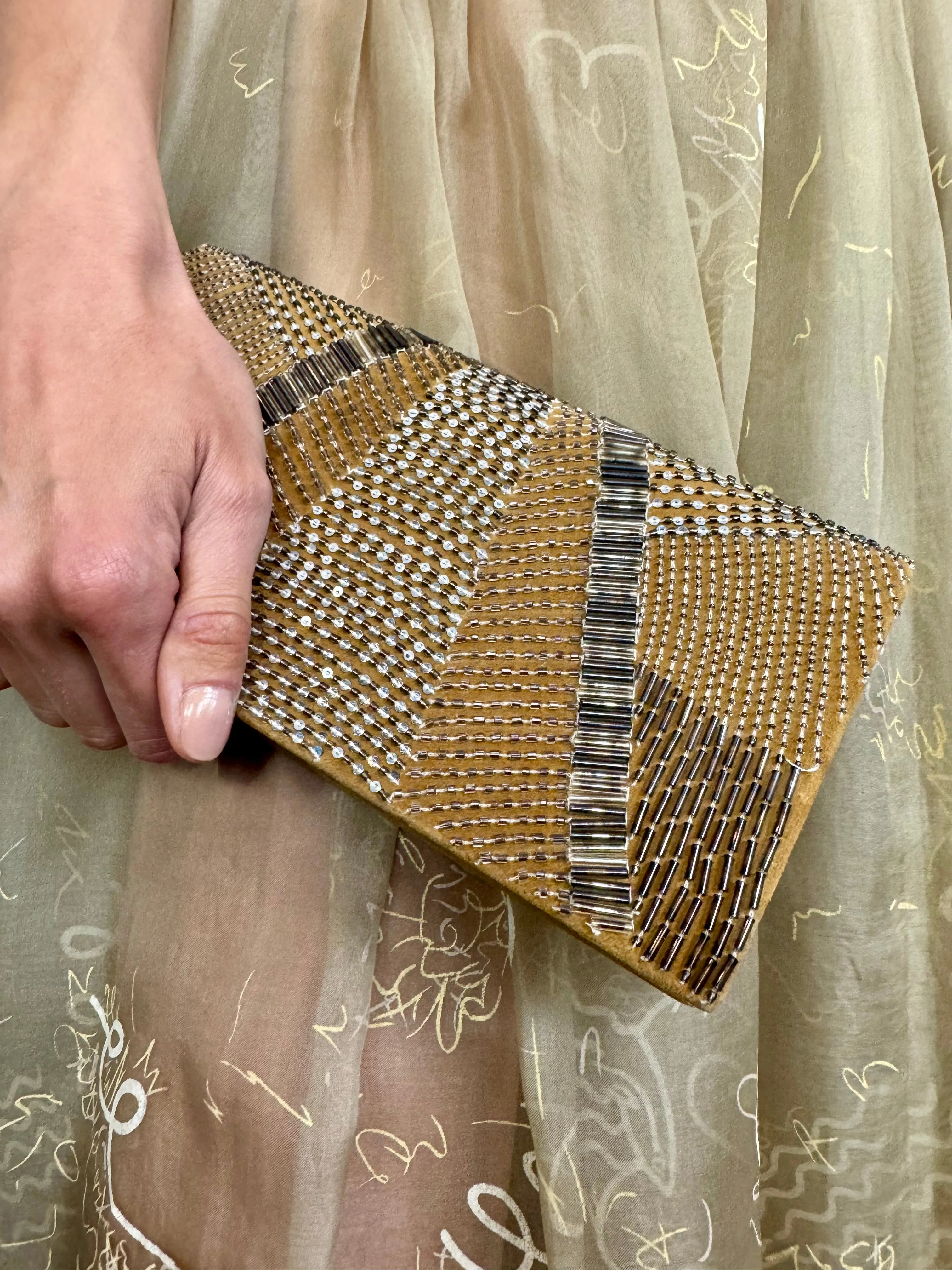Ralph Lauren, suede beaded clutch bag - Image 4
