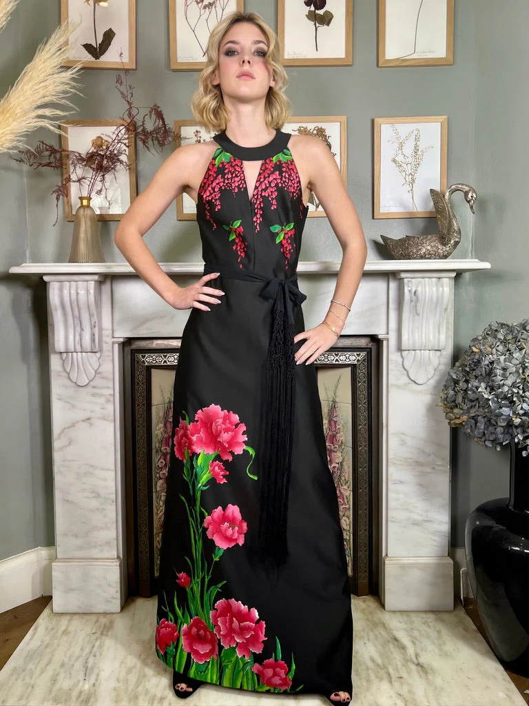Rania, 70s silk floral dress - Image 2