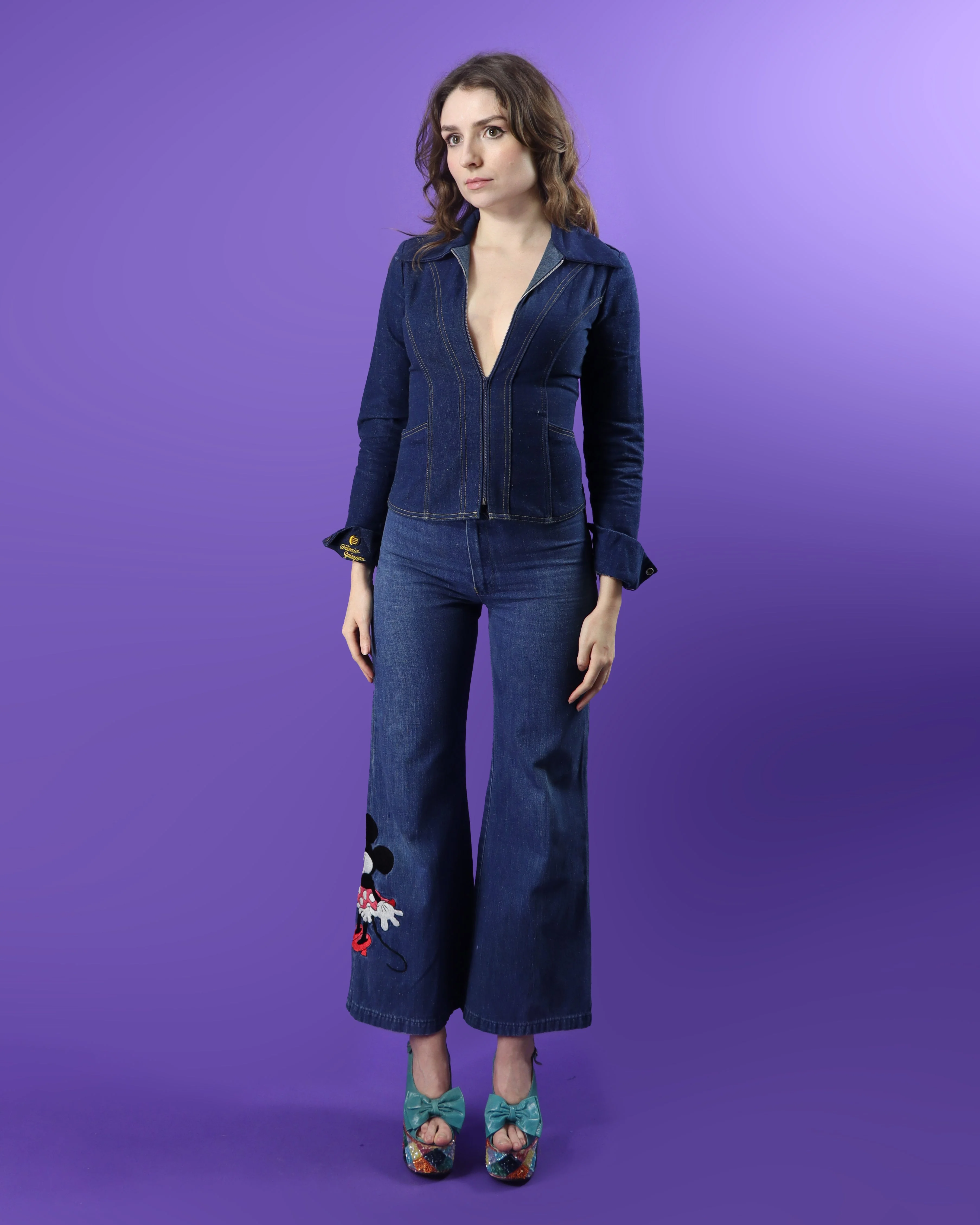 RARE Vintage 1970s Antonio Guiseppe Minnie Mouse Disney Denim Suit Set Flares - Image 215