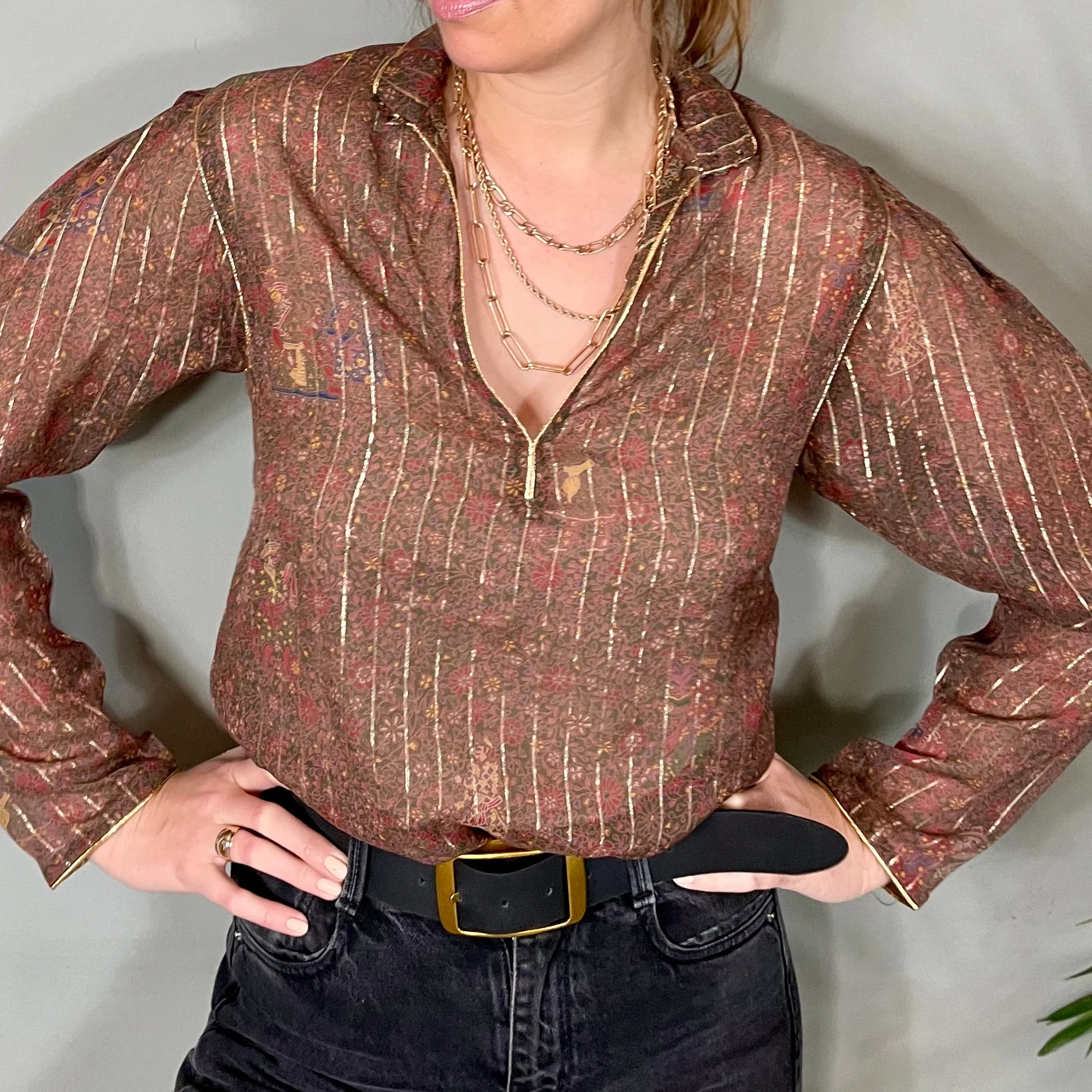 Roka, silk print vintage blouse - Image 2