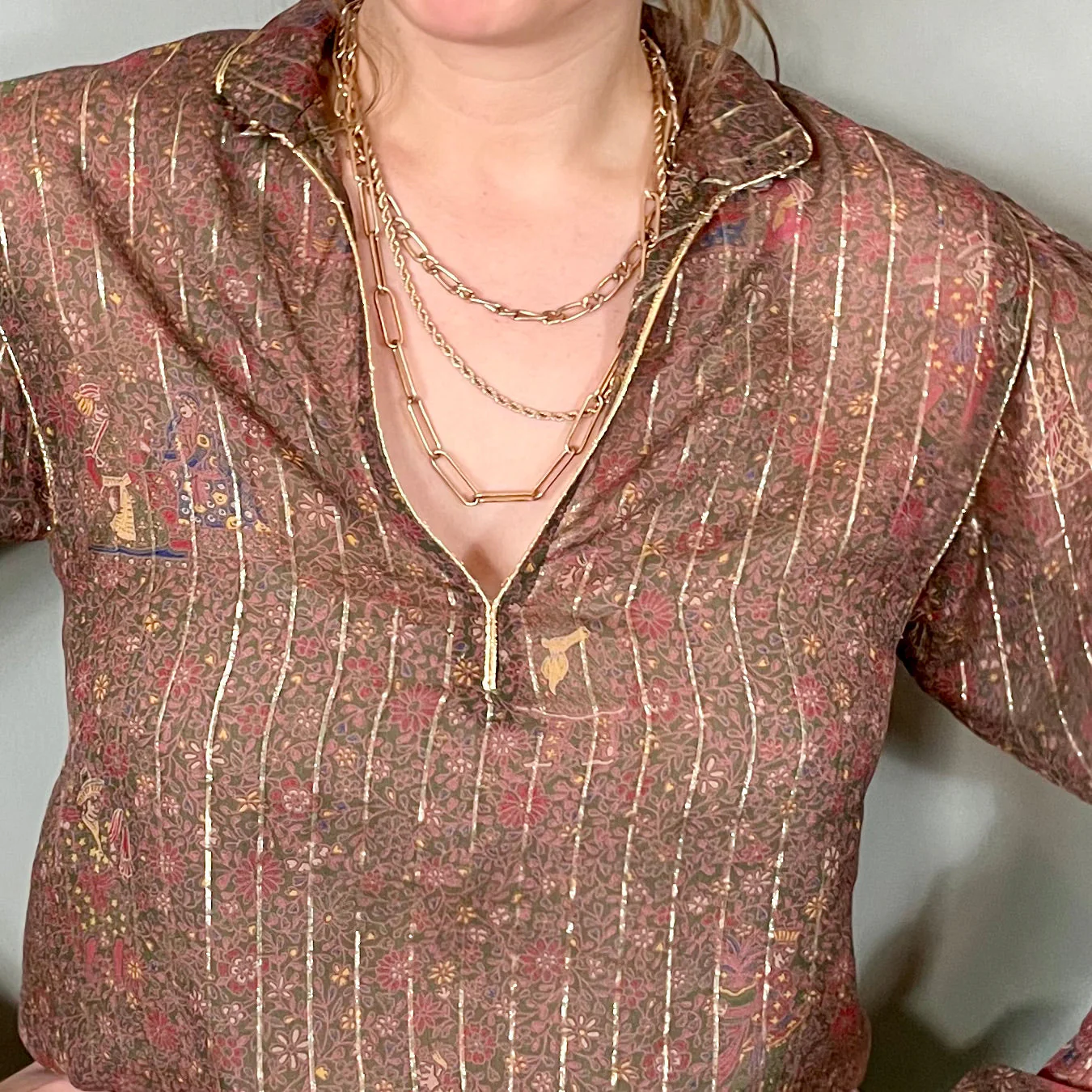 Roka, silk print vintage blouse - Image 3