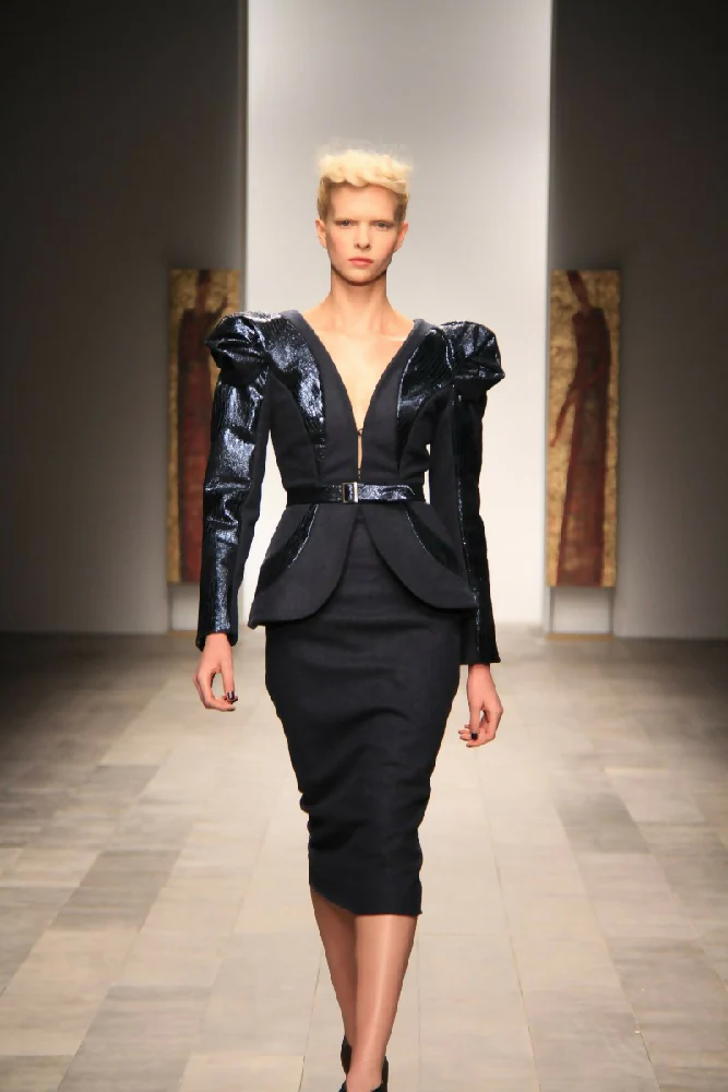 Rolled Evening Jacket with Classic Pencil Skirt - Image 2