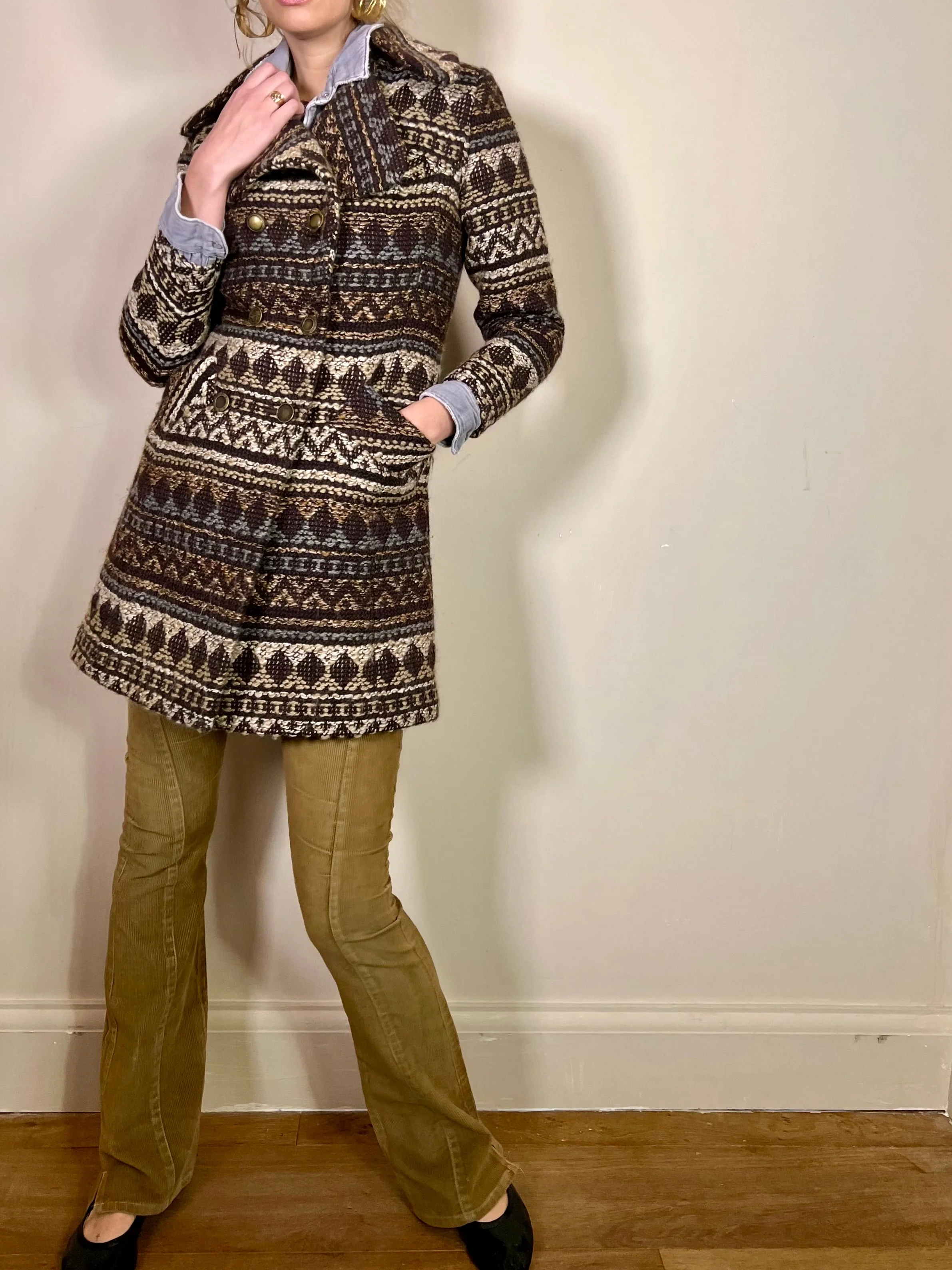 Romeo, double breasted woven vintage coat - Image 2