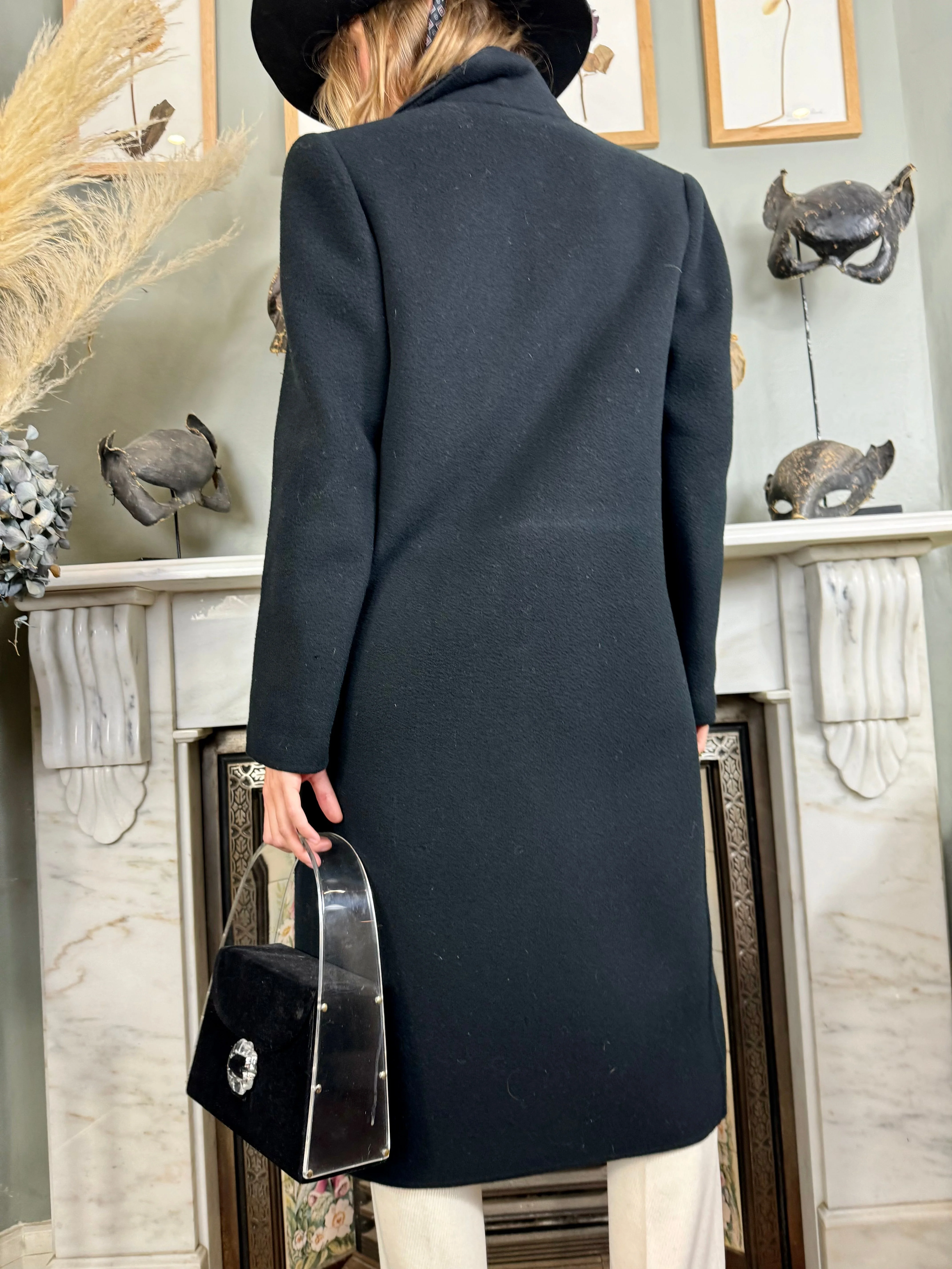 Roula, 80s black wool double breasted coat - Image 14