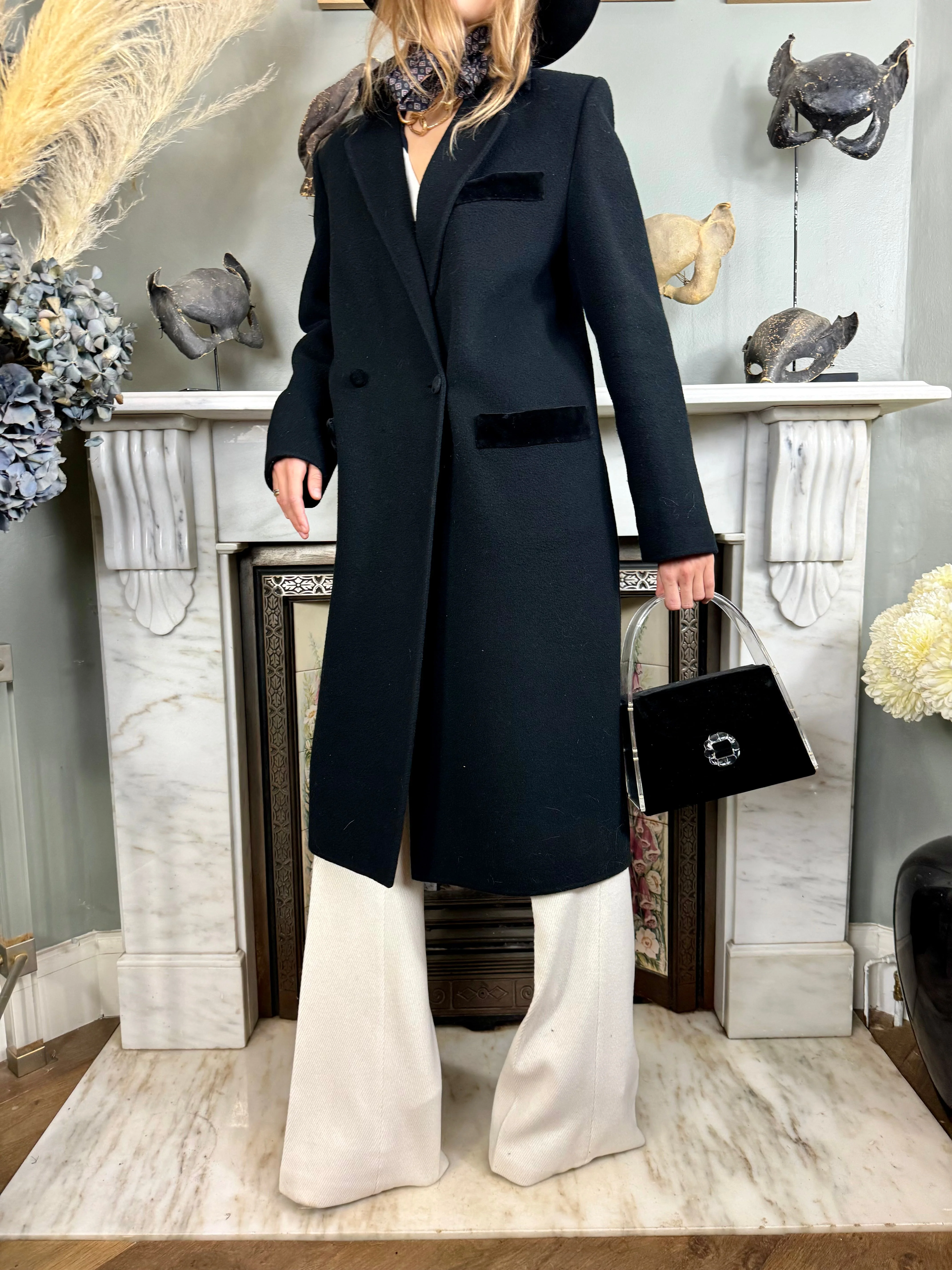Roula, 80s black wool double breasted coat - Image 6