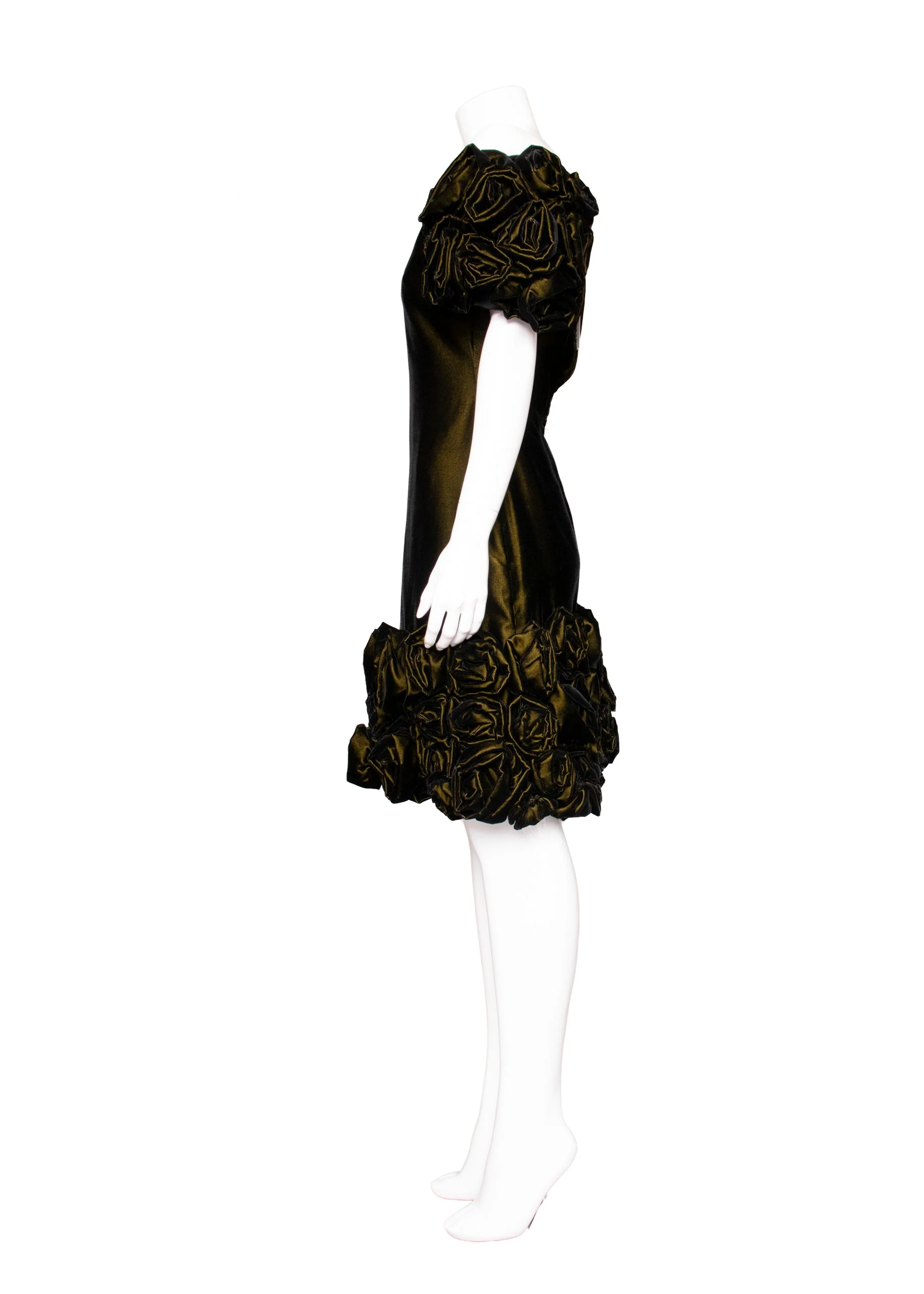 Scaasi Green Velvet Cocktail Dress - Image 3