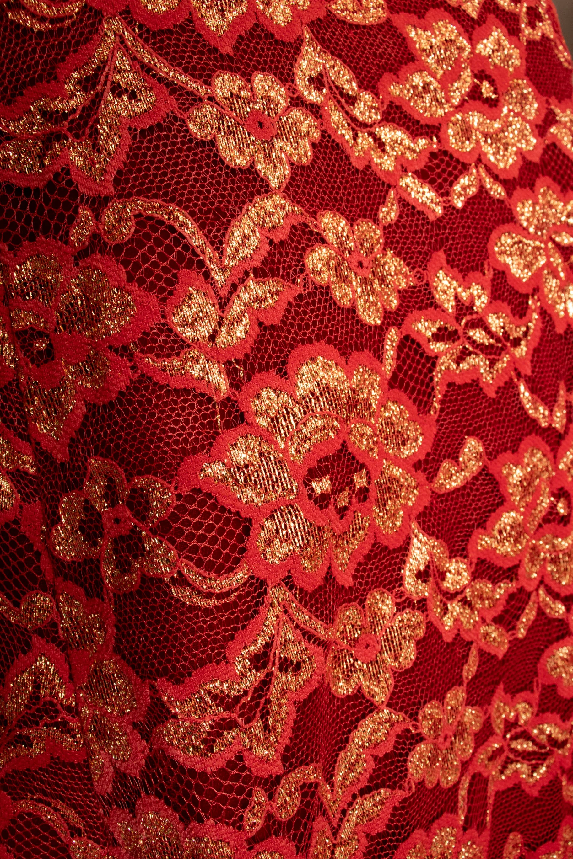 Scaasi Red & Gold Lace Gown - Image 56