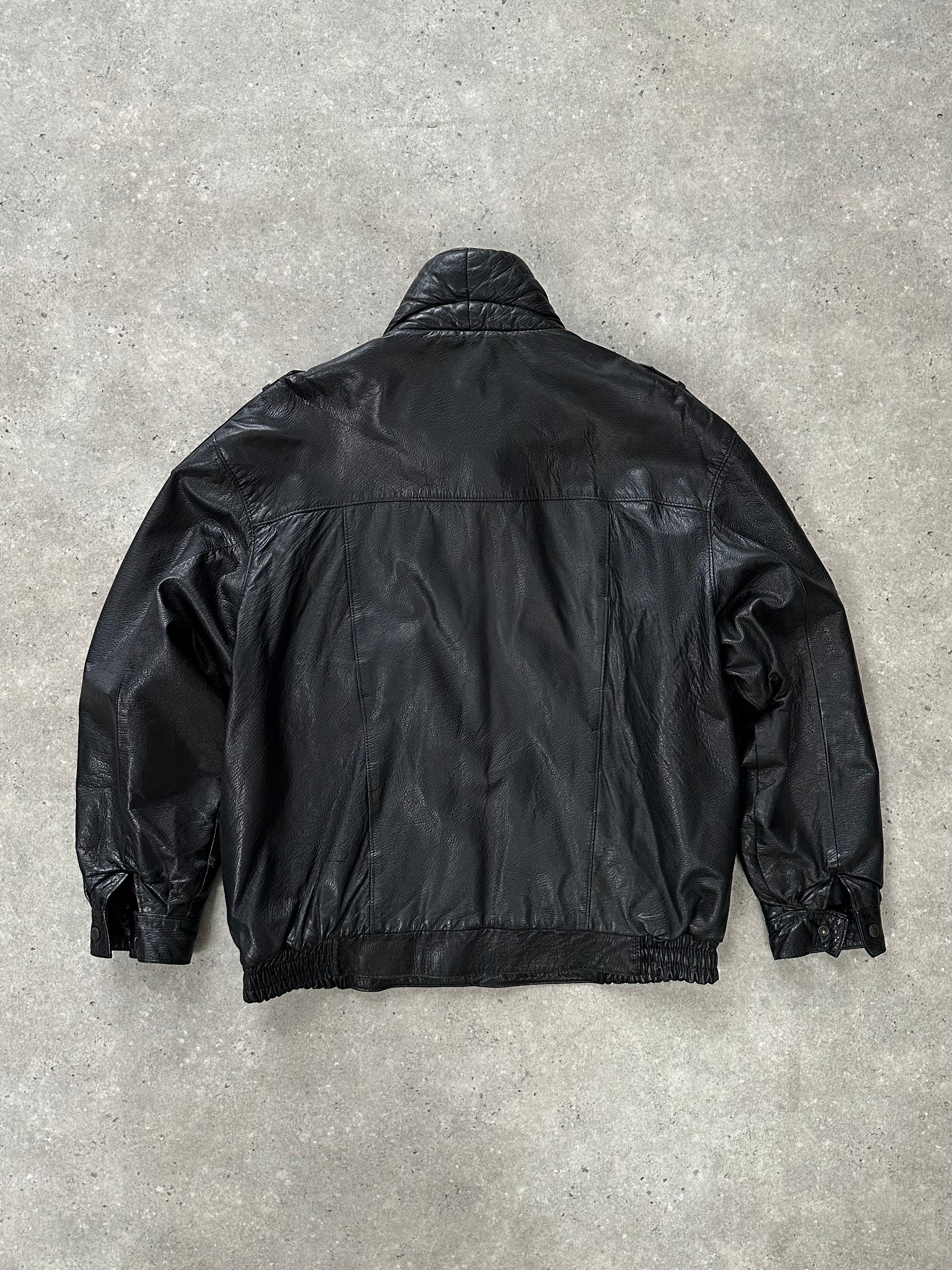 St Michael 1980s High Neck Leather Bomber Jacket - XL - Image 9
