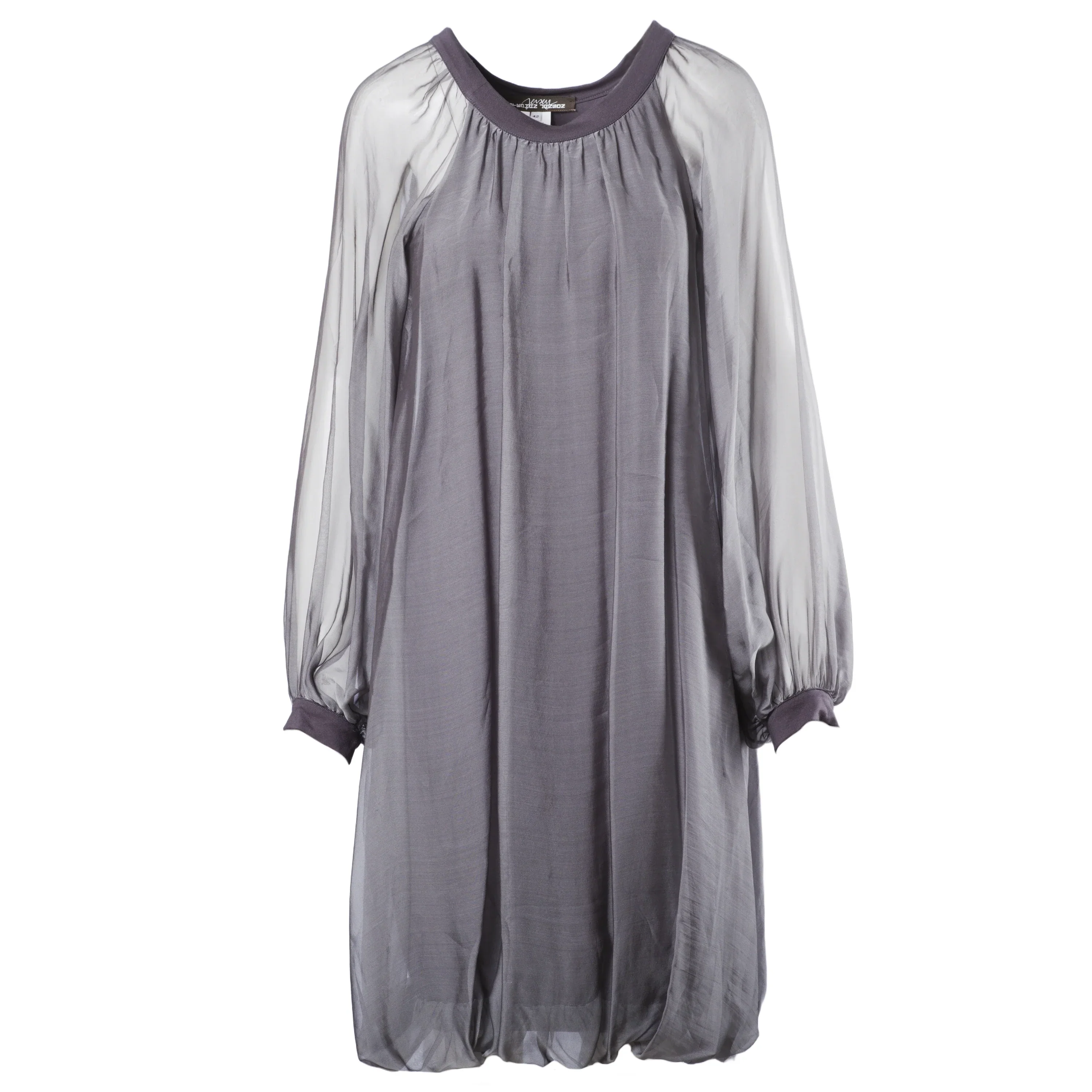 Stephan Janson Grey Sheer Viscose Silk Cape Dress - '10s - Image 25