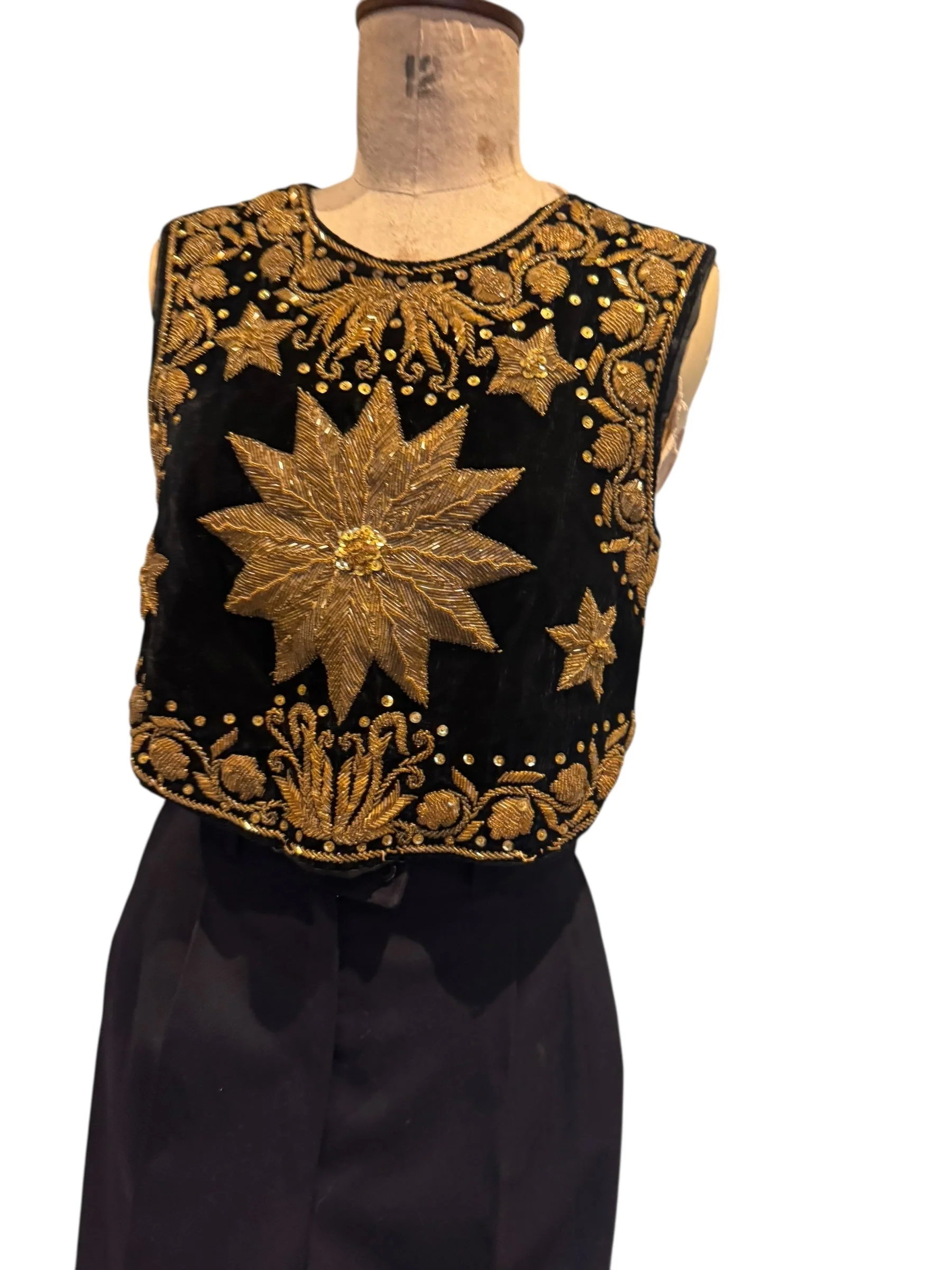 Stevie, 30s velvet and beaded gold top - Image 9