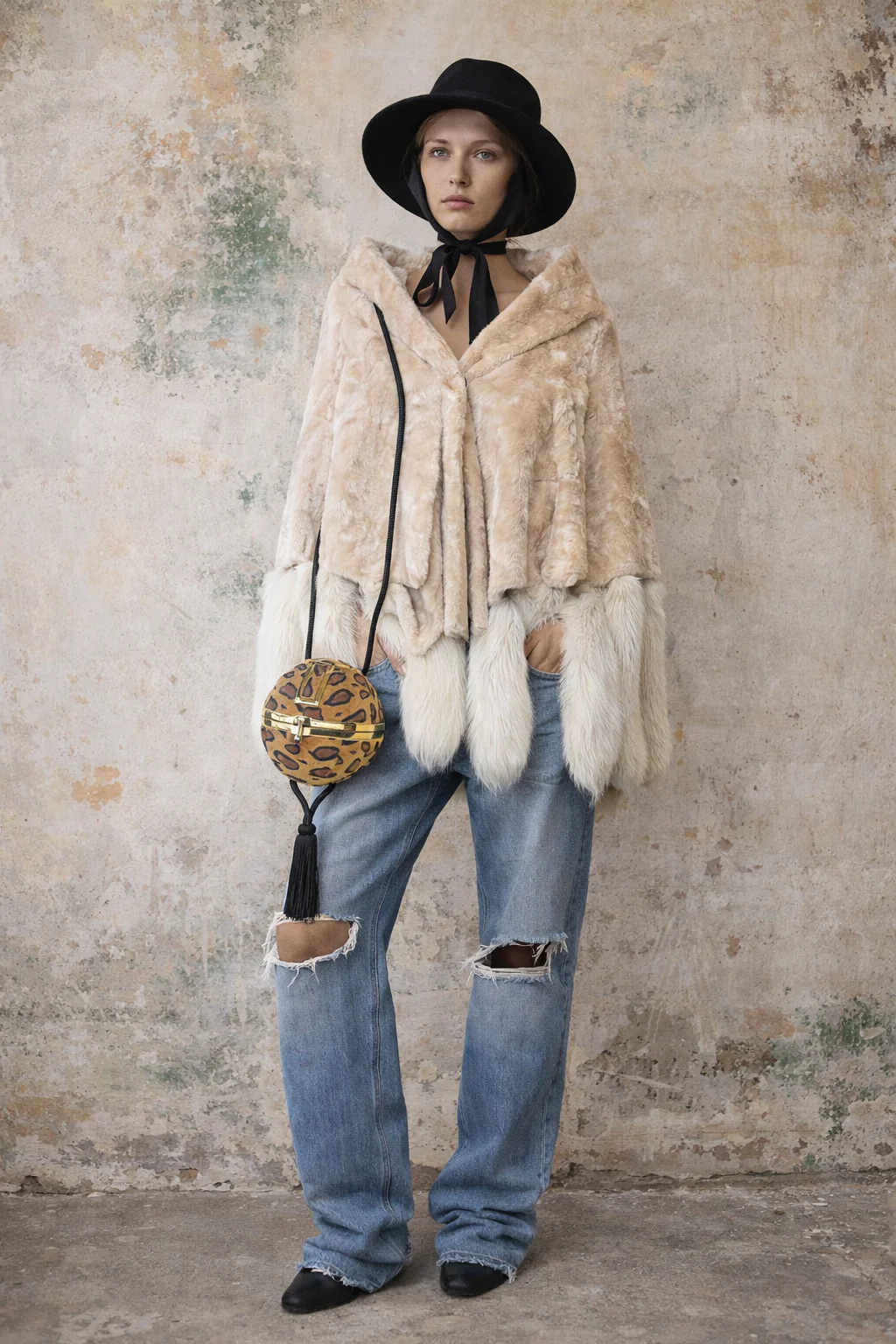 Sybil, 60s shaved fur tassel cape - Image 10