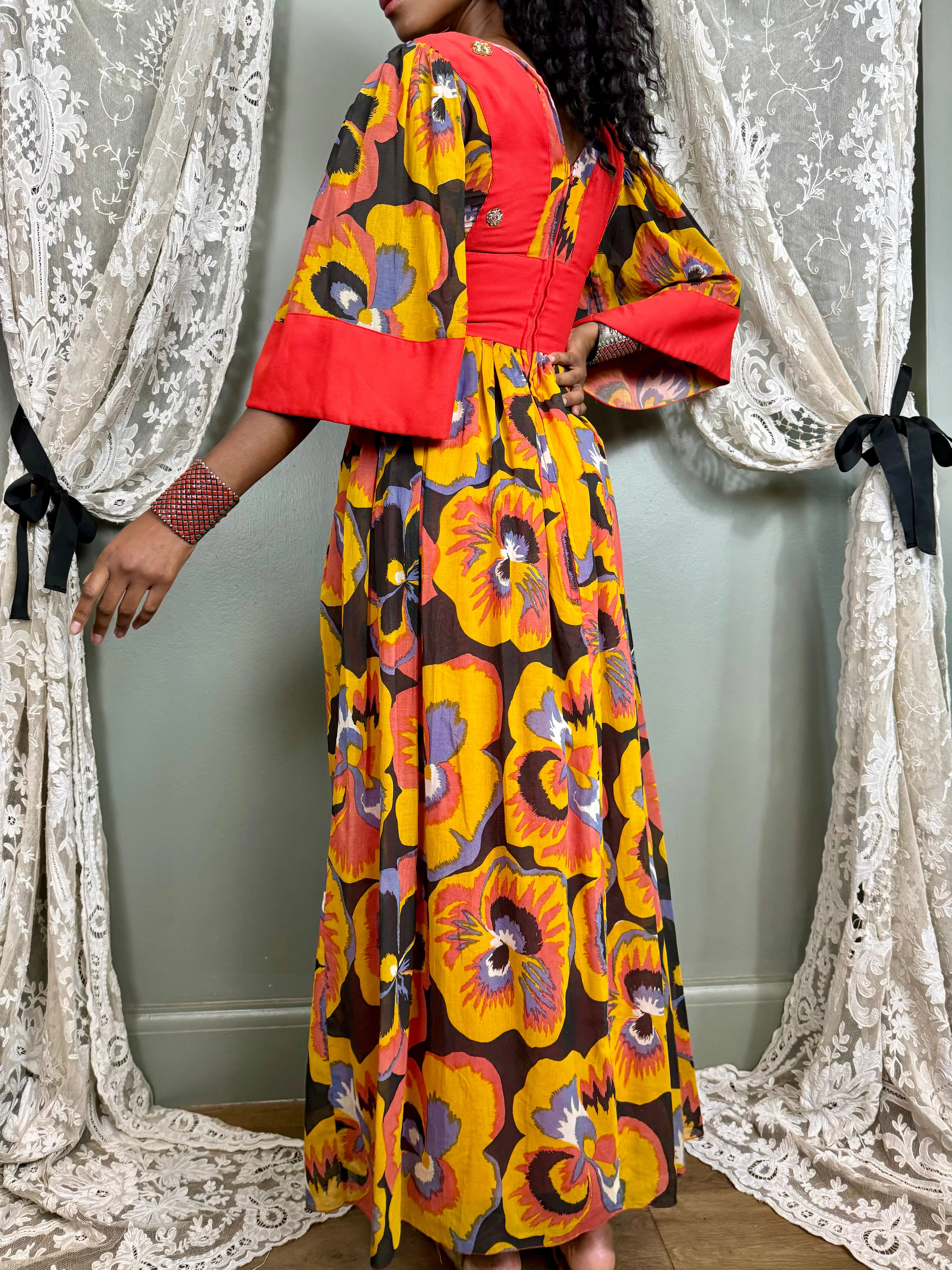 Thea Porter, 60s Rare cotton floral dress - Image 11