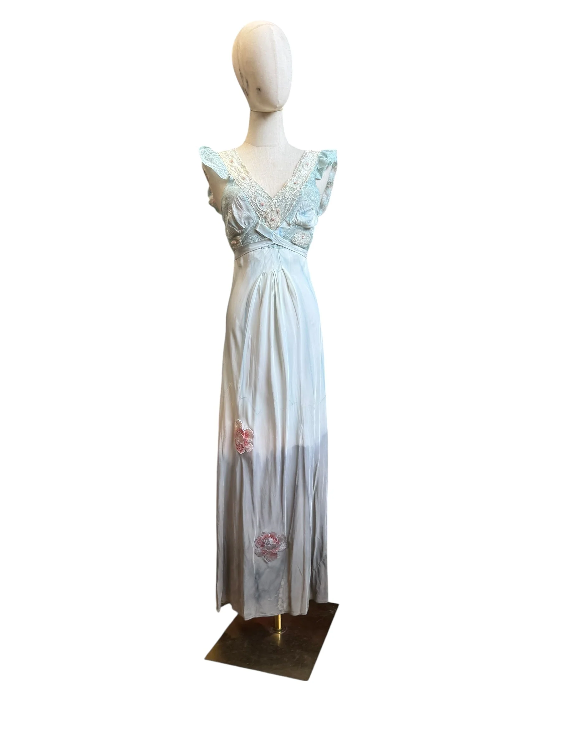 Thea, reworked 30s hand dyed embroidered and lace dress - Image 12