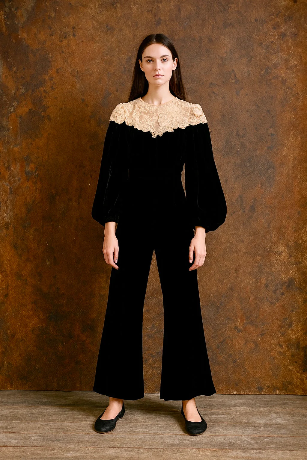 Treena, reworked 30s velvet and lace jumpsuit - Image 3