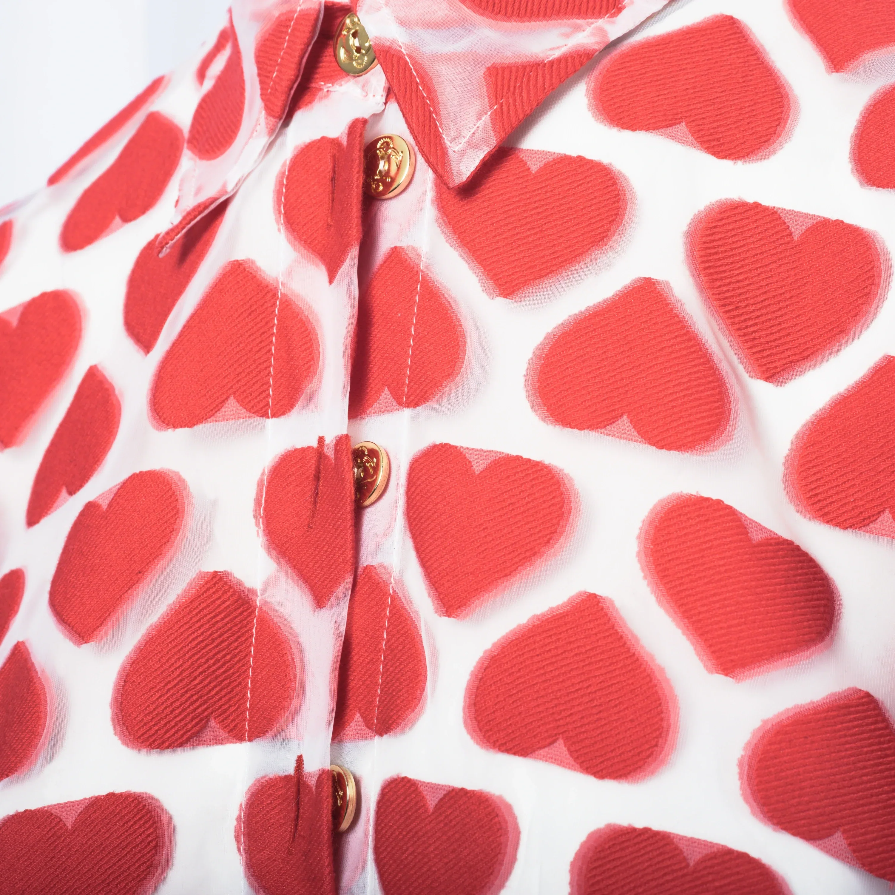 UltraChic Midi Shirt Dress with Heart Print - '10s - Image 4