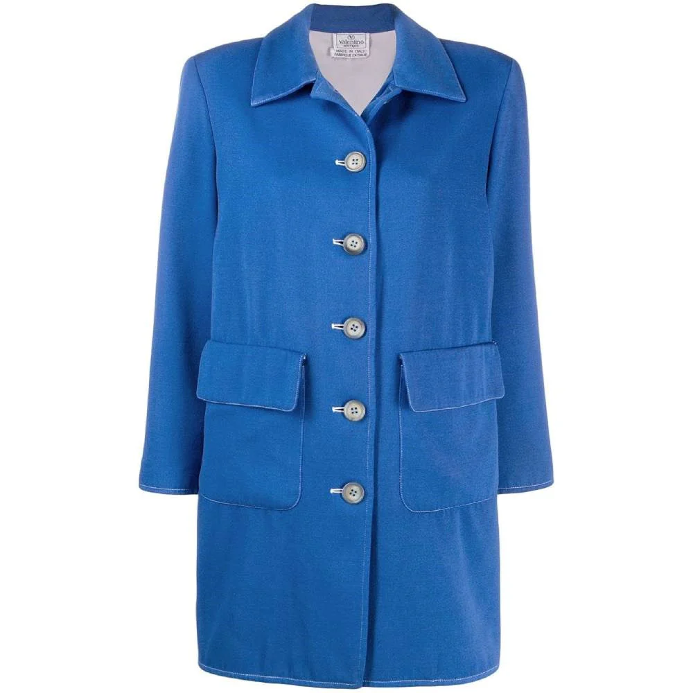 Valentino Light Blue Wool Coat - '80s - Image 225
