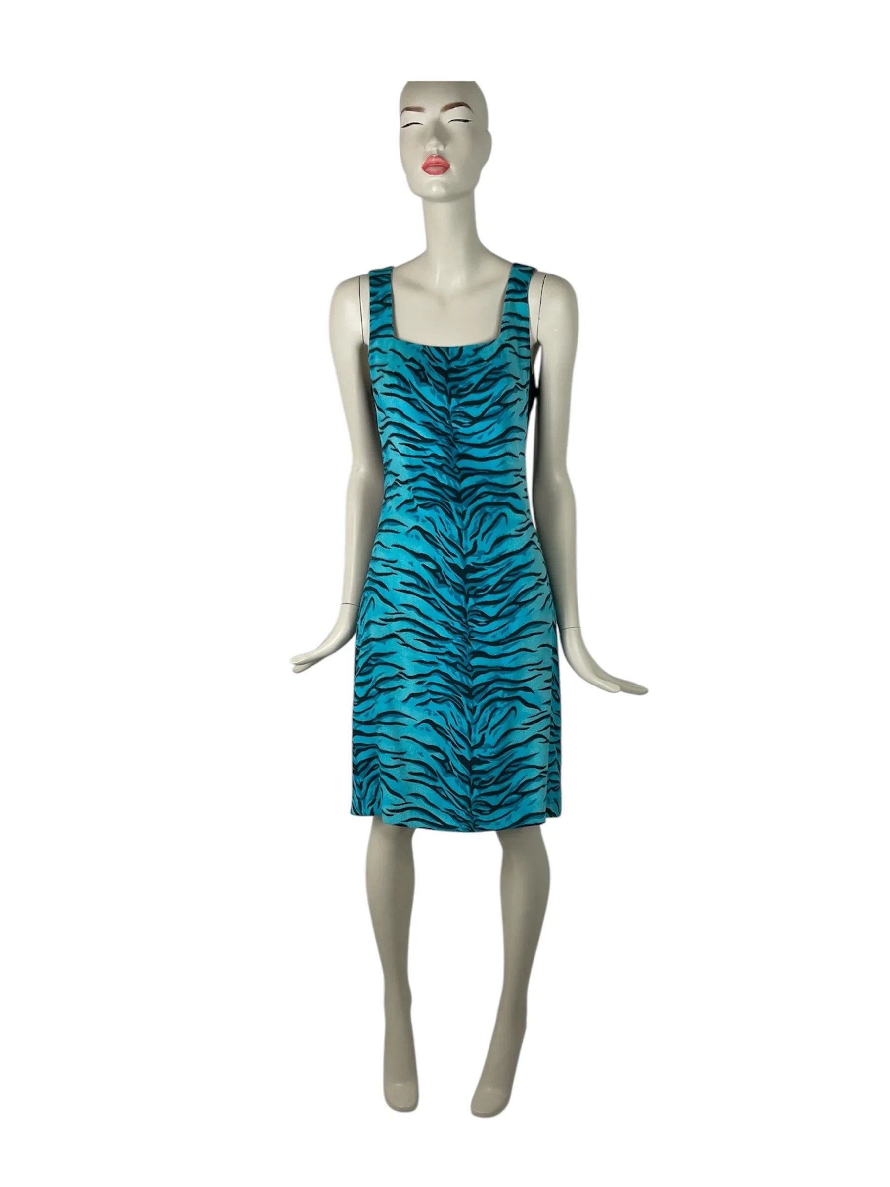 Versace Jeans Couture Early Y2K Furry Zebra Print Shift Dress – Size 8