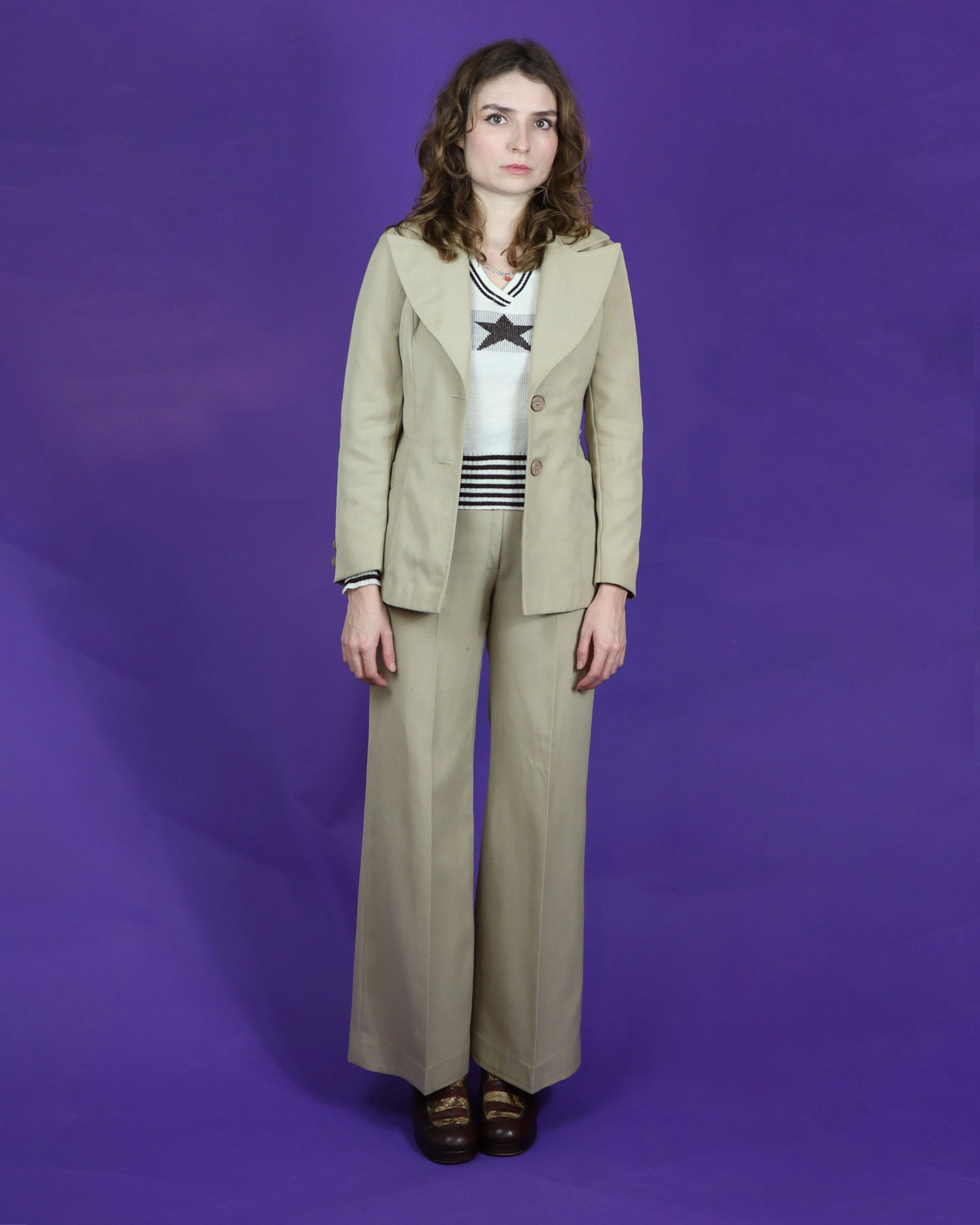 Vintage 1970s Beige Trouser Suit - Image 59