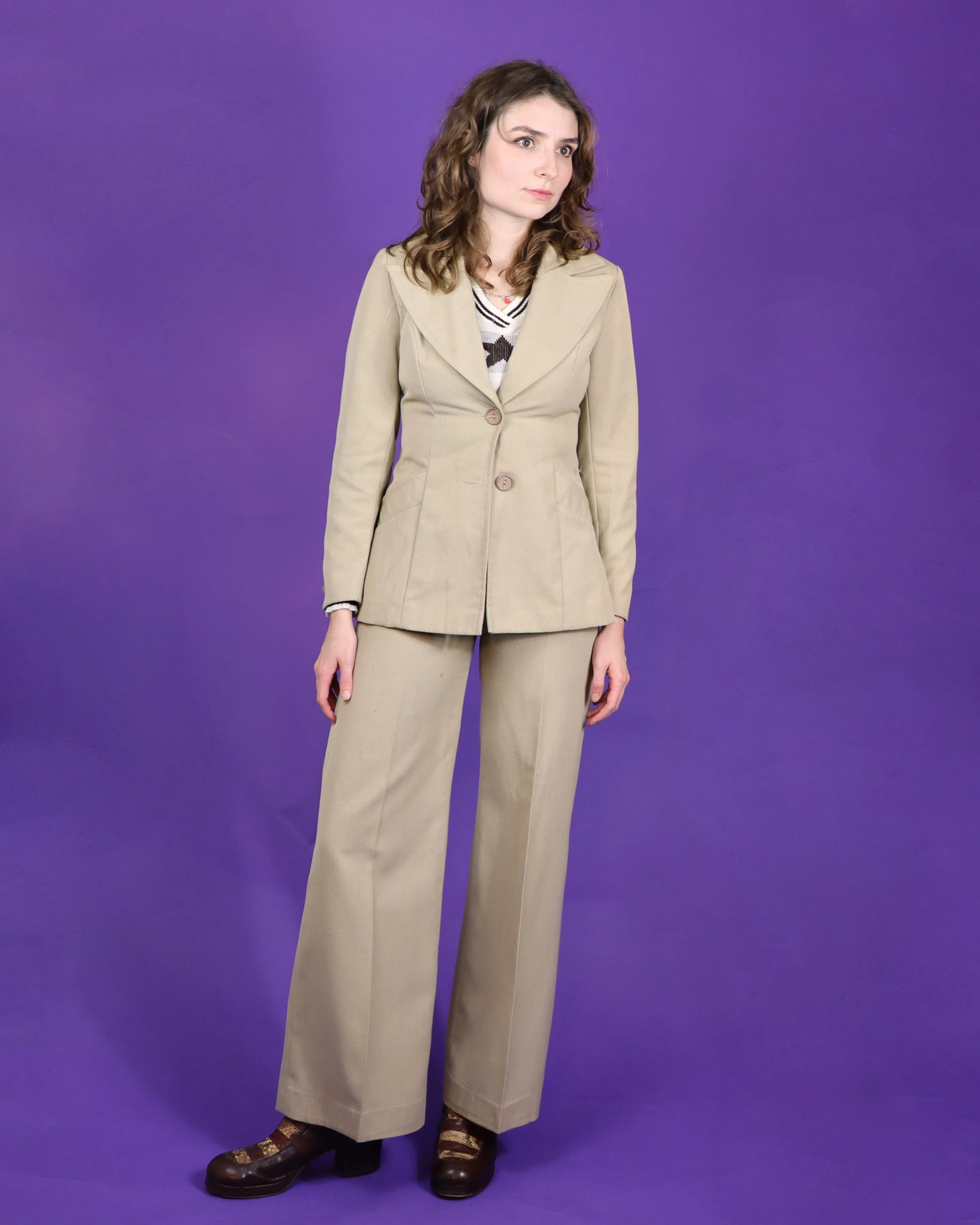 Vintage 1970s Beige Trouser Suit - Image 66