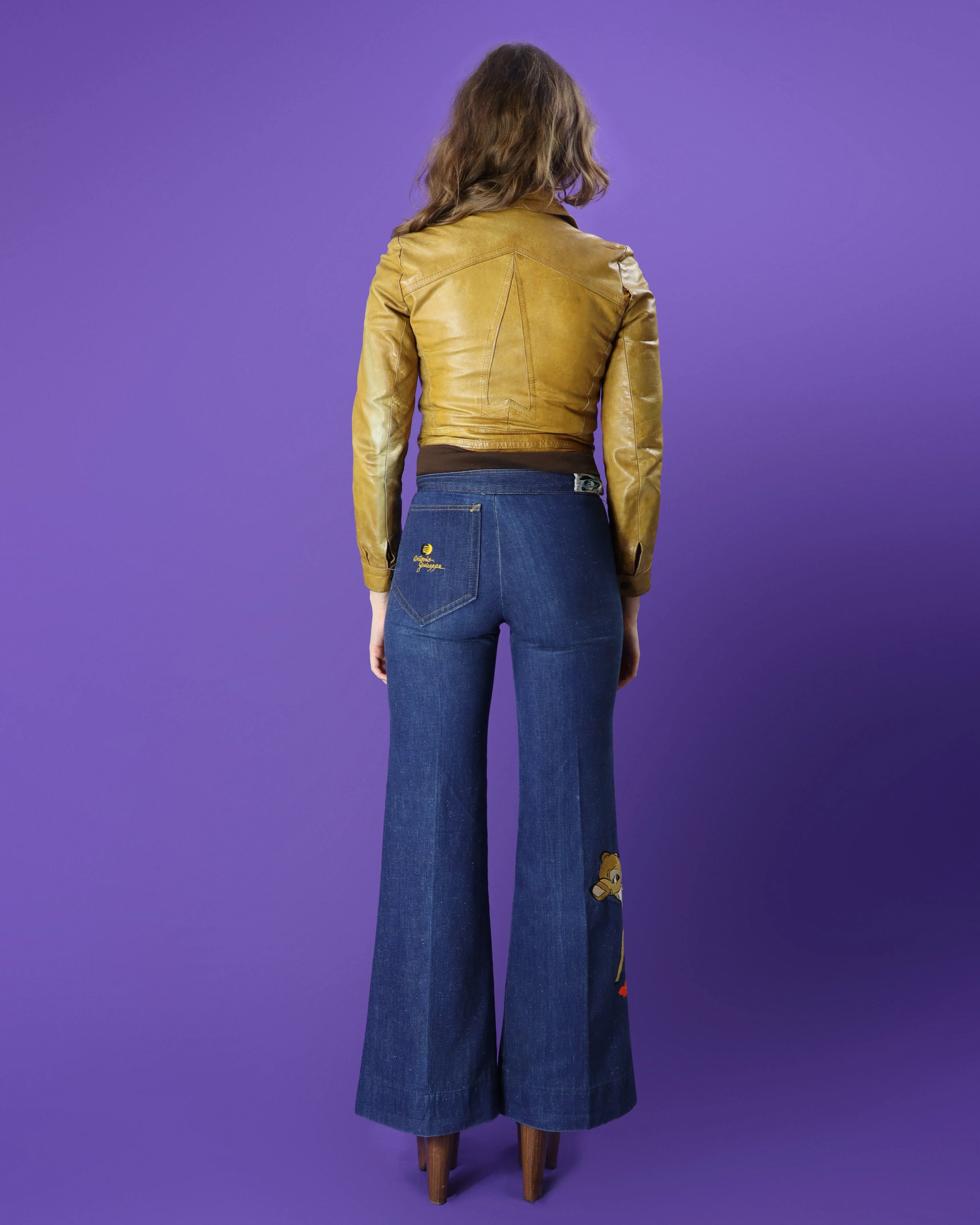 Vintage 1970s Chevron Tan Leather Bomber Jacket - Image 160